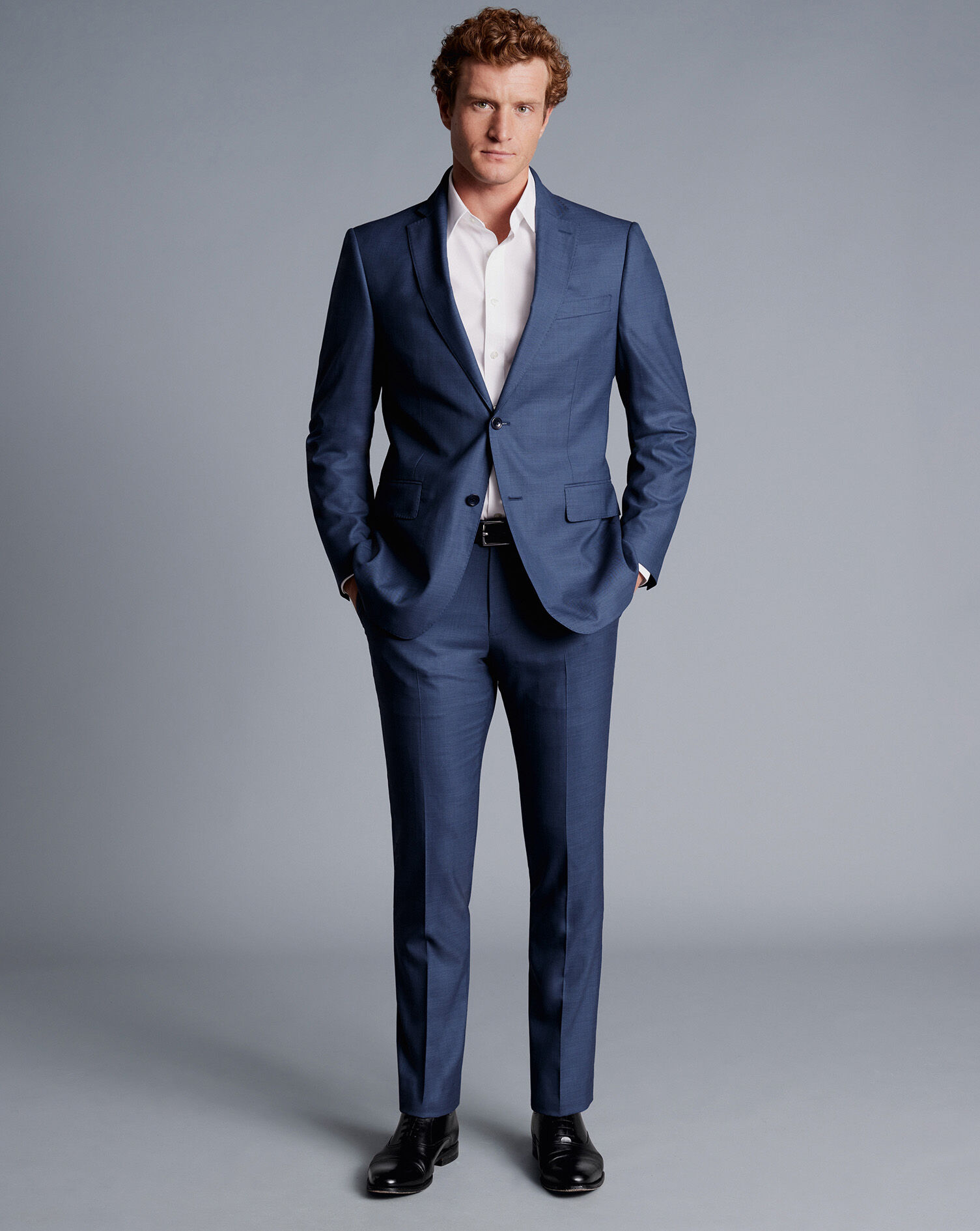 Sharkskin Suit Jacket - Ocean Blue