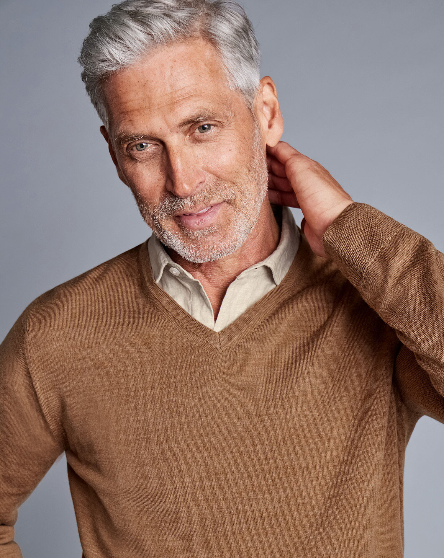 Merino V-Neck Sweater - Sand