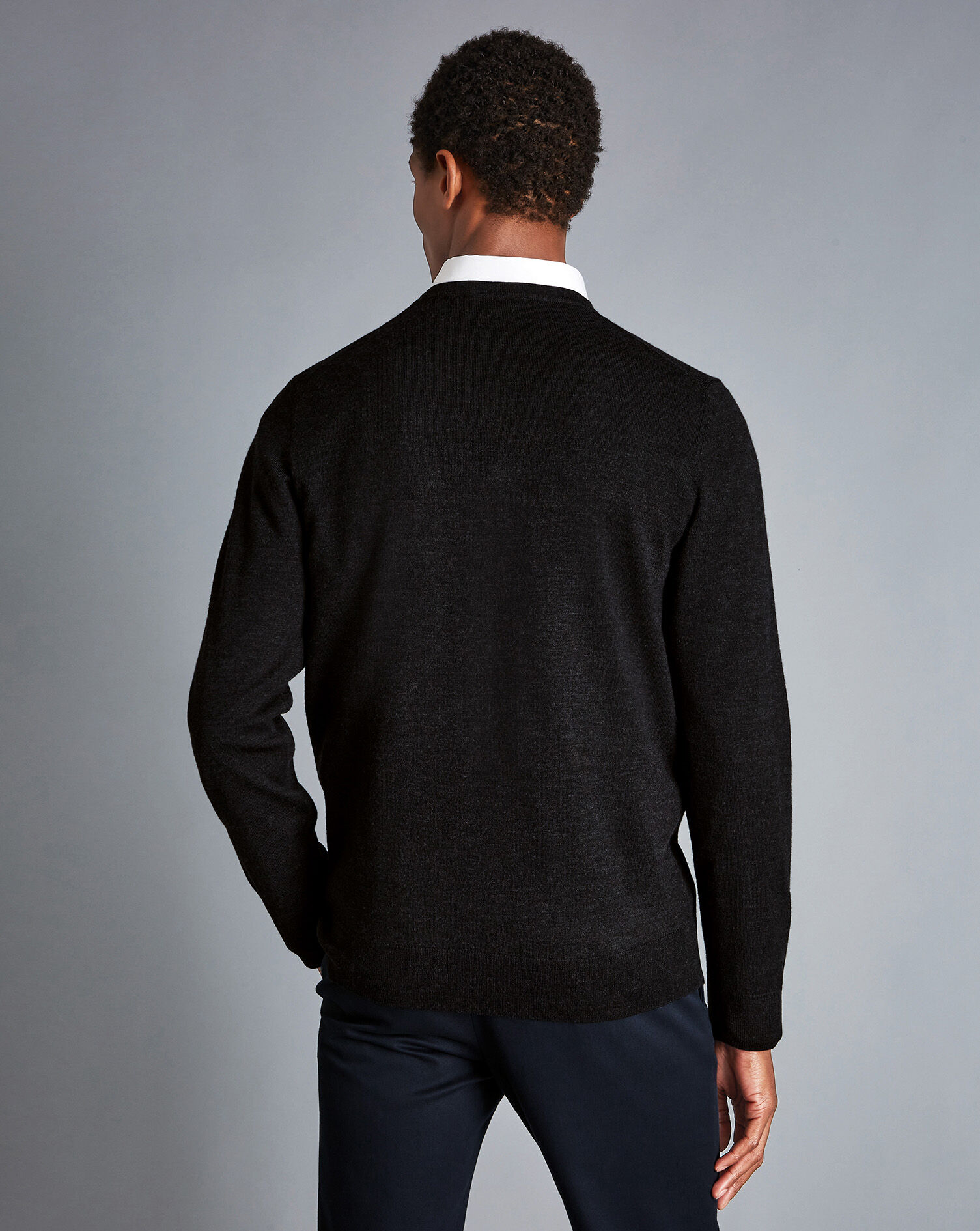 Merino V-Neck Sweater - Charcoal Grey