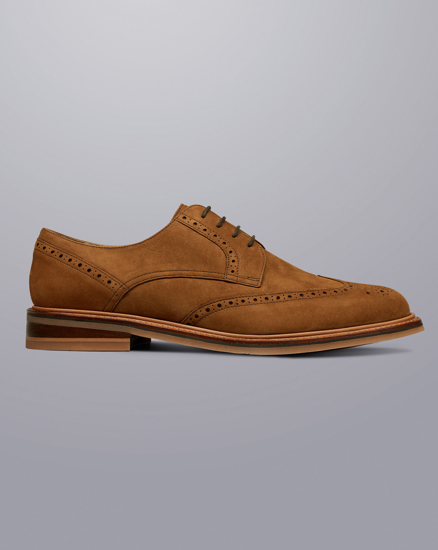Nubuck Derby Brogue Shoes - Tobacco Brown