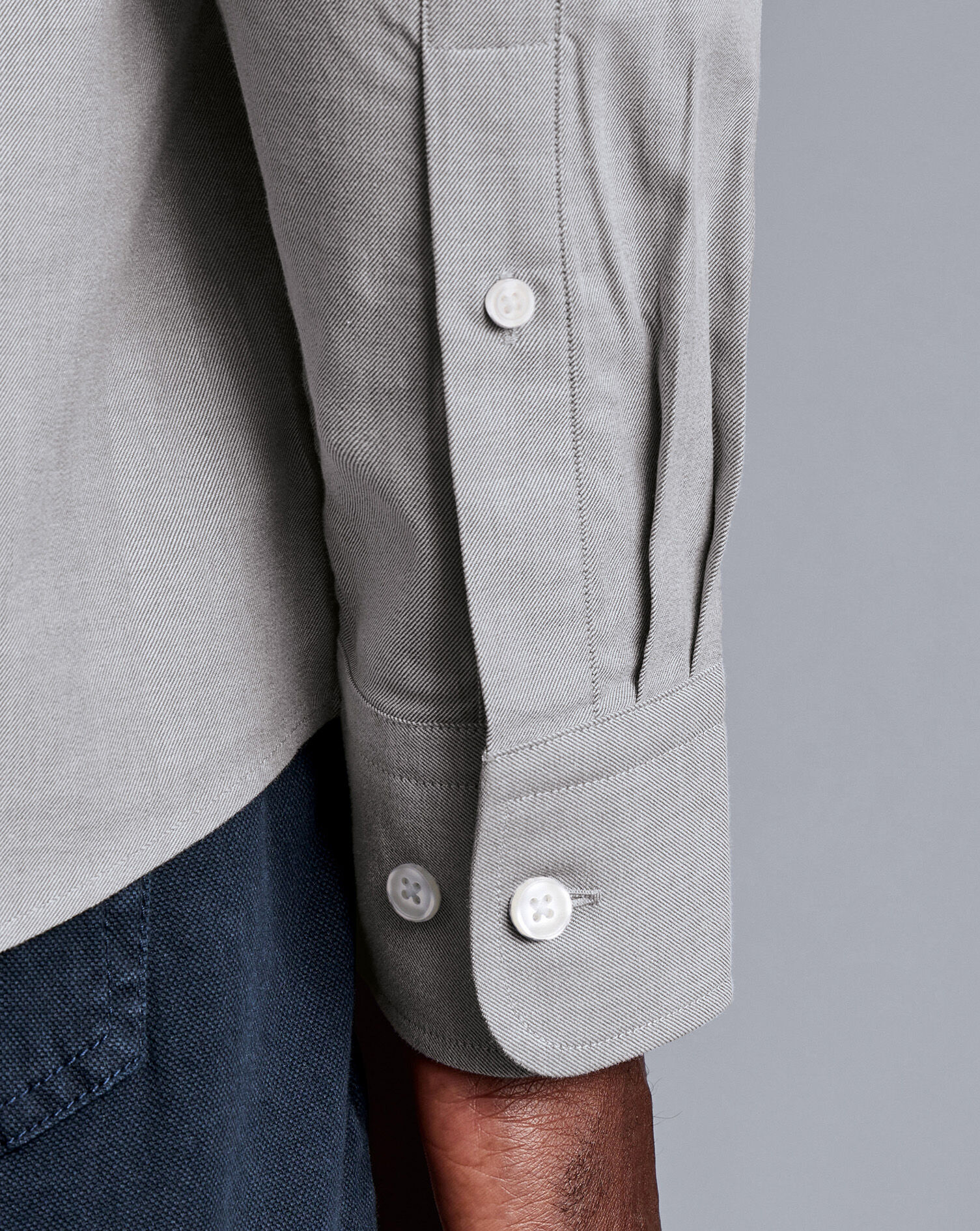 England Rugby Button-Down Collar Brushed Cotton Twill Shirt - Light Grey