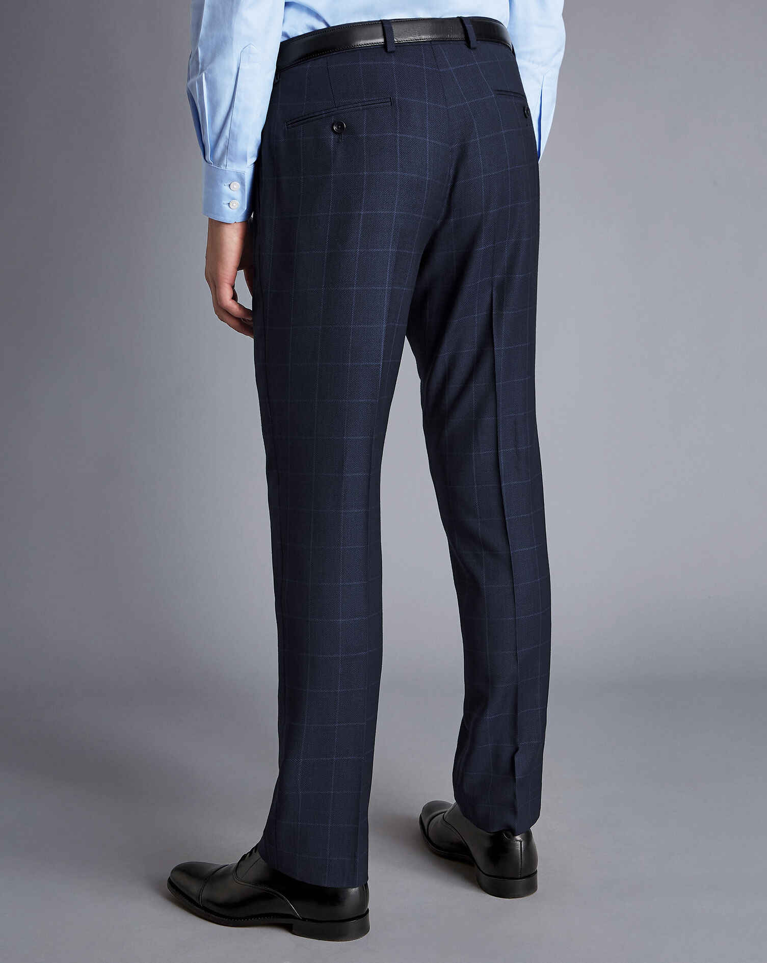 Windowpane Check Birdseye Travel Suit Pants - Navy