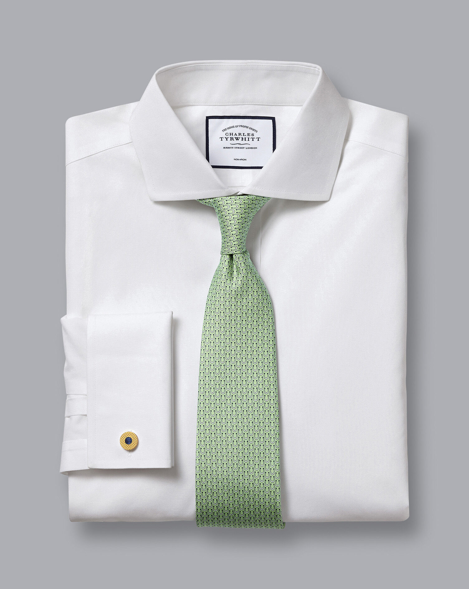 Spread Collar Non-Iron Poplin Shirt - White