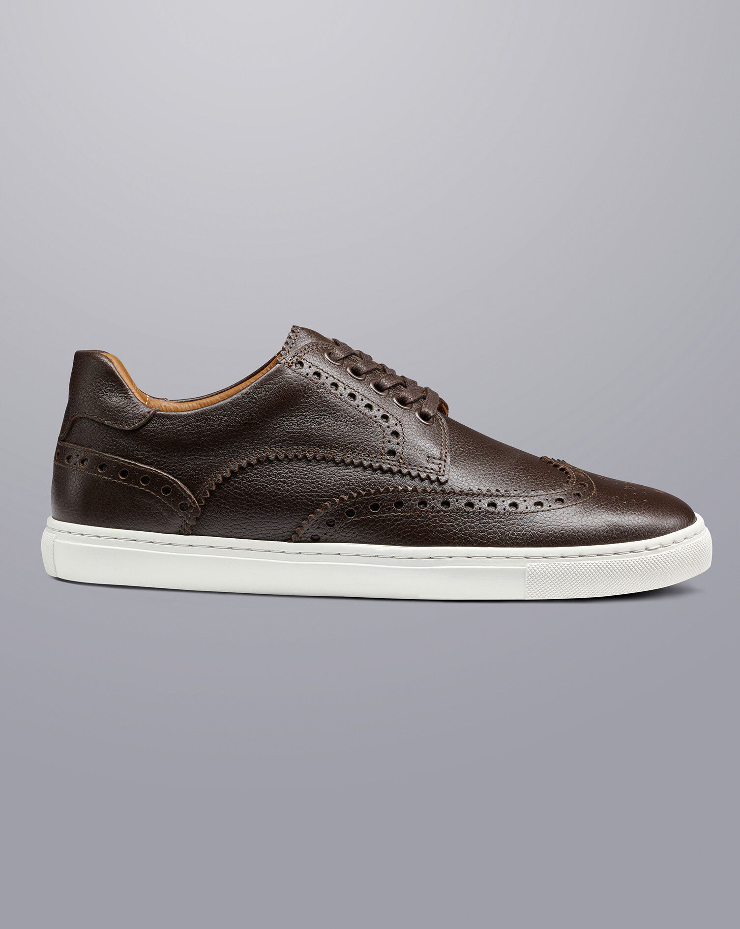 Grain Leather Brogue Sneakers - Dark Chocolate