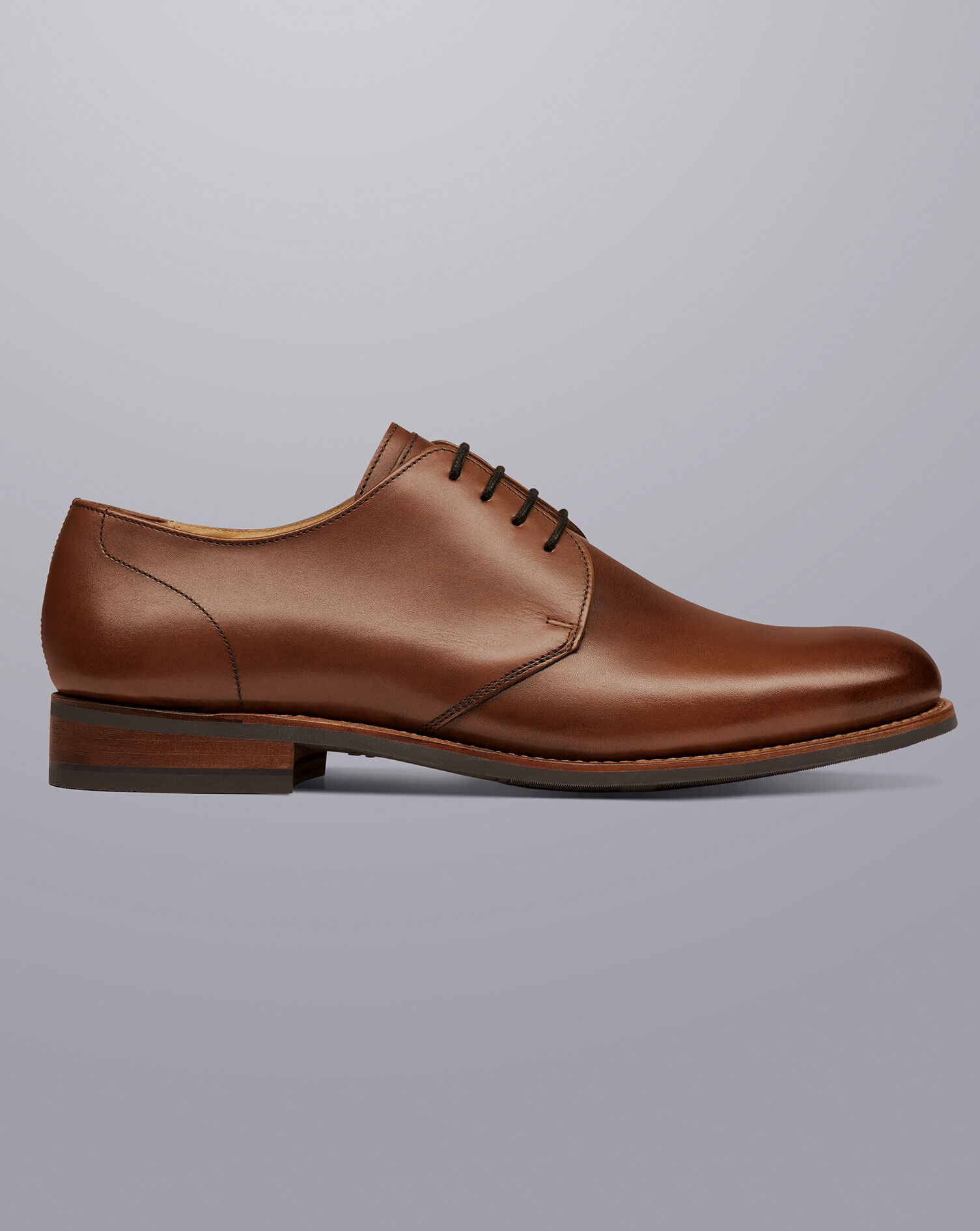 Derby Rubber Sole Shoes - Dark Tan