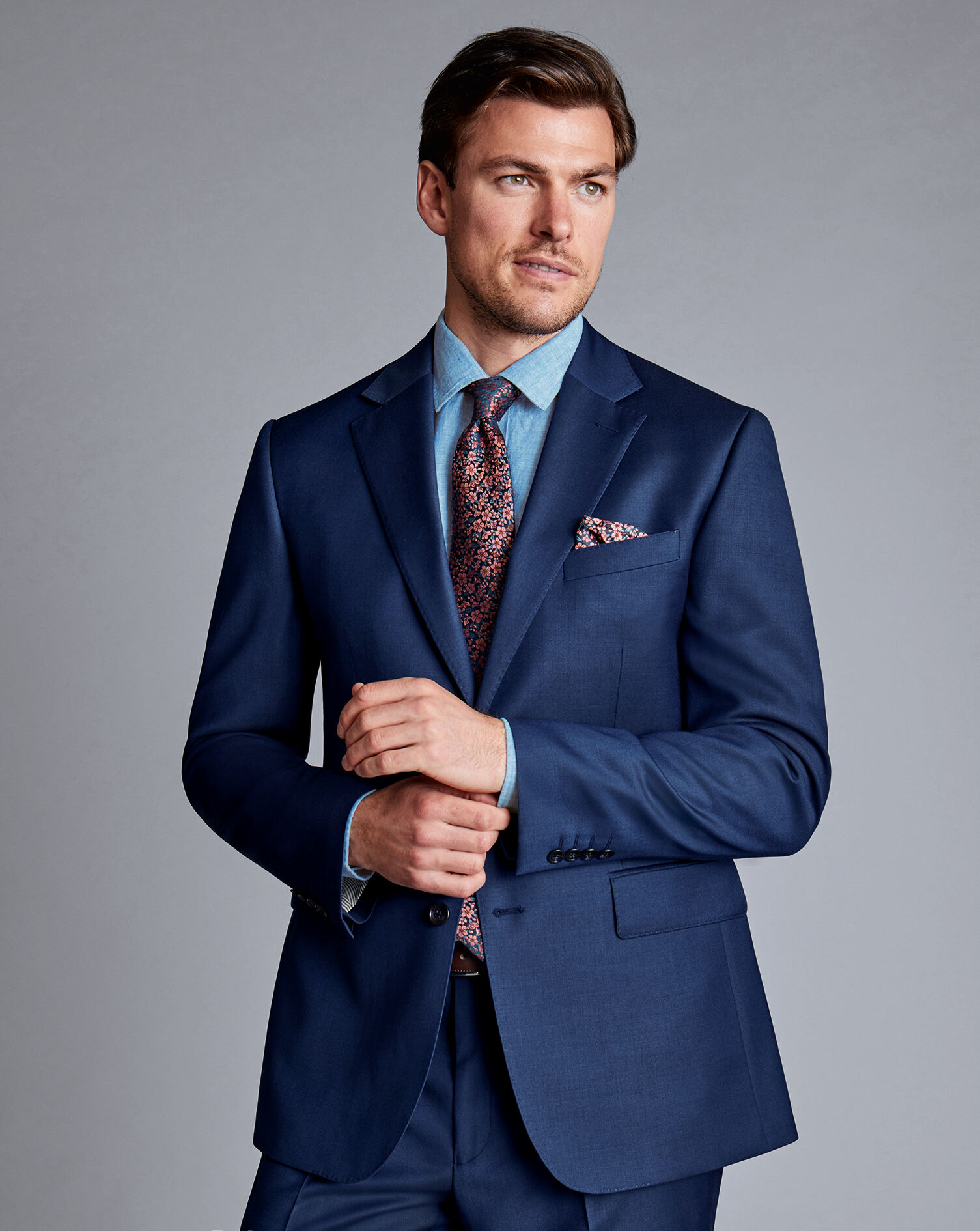 Natural Stretch Twill Suit Jacket - Mid Blue