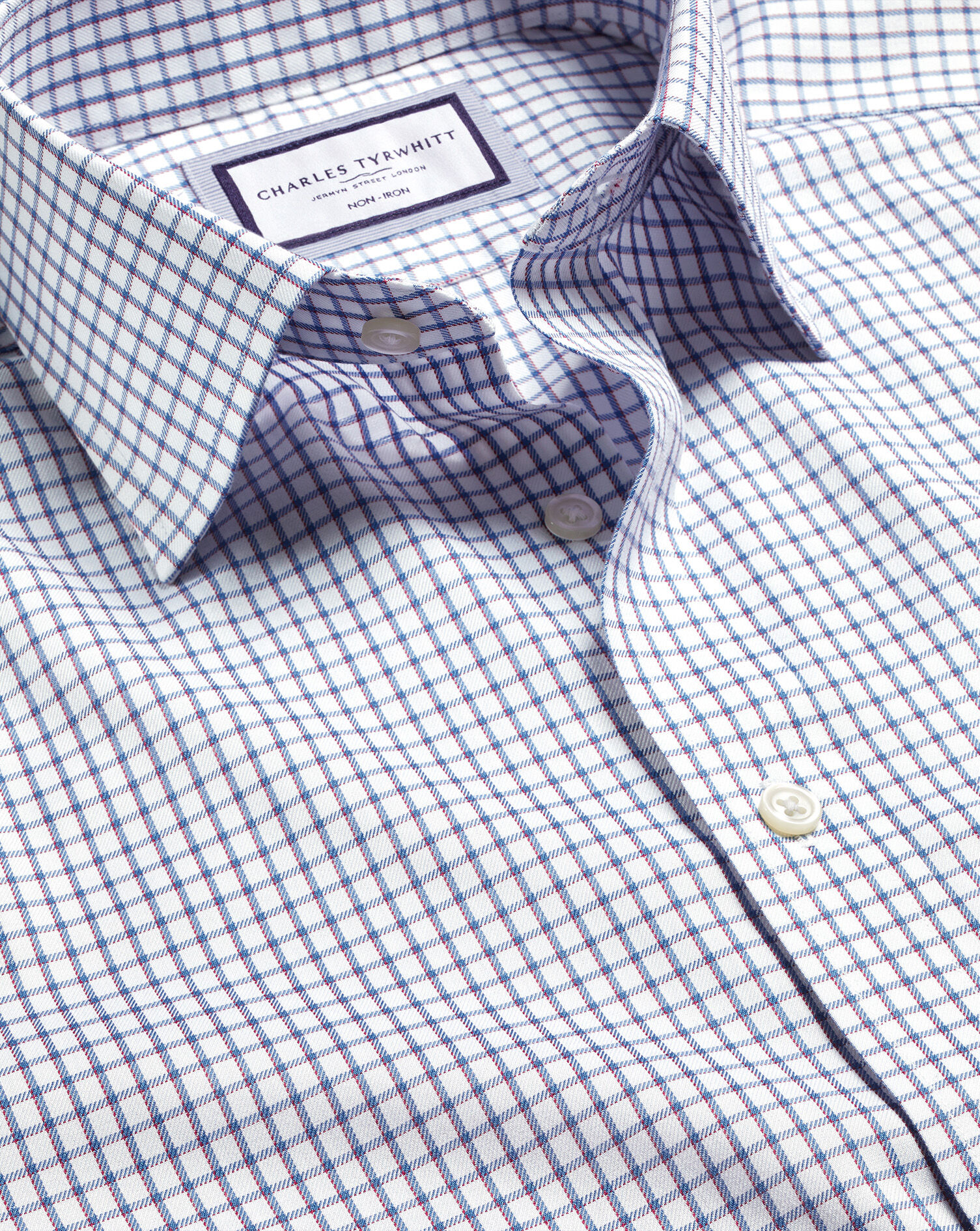 Non-Iron Two Color Check Shirt - Indigo Blue