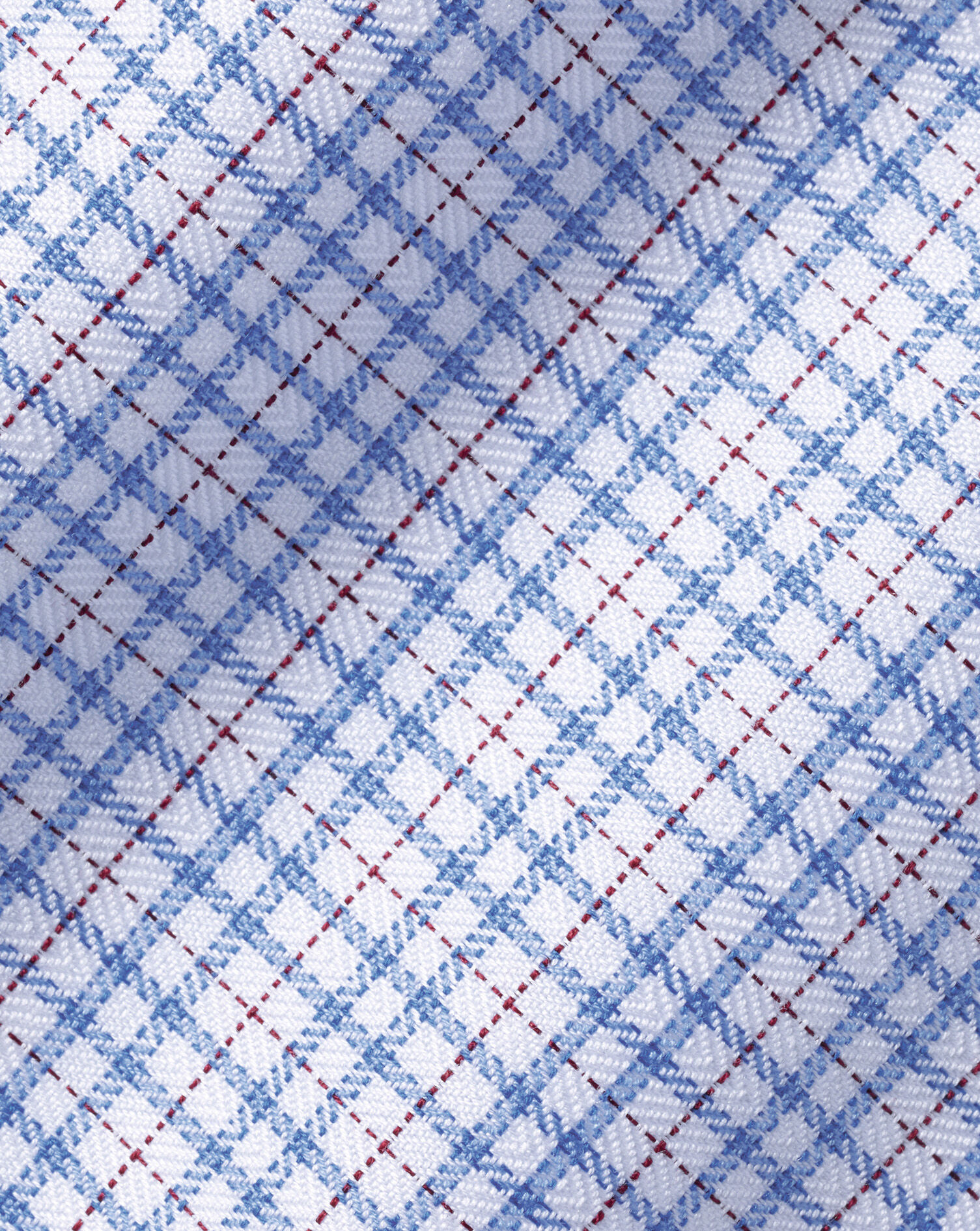 Semi-Spread Collar Egyptian Cotton Multi Check Shirt - Cornflower Blue