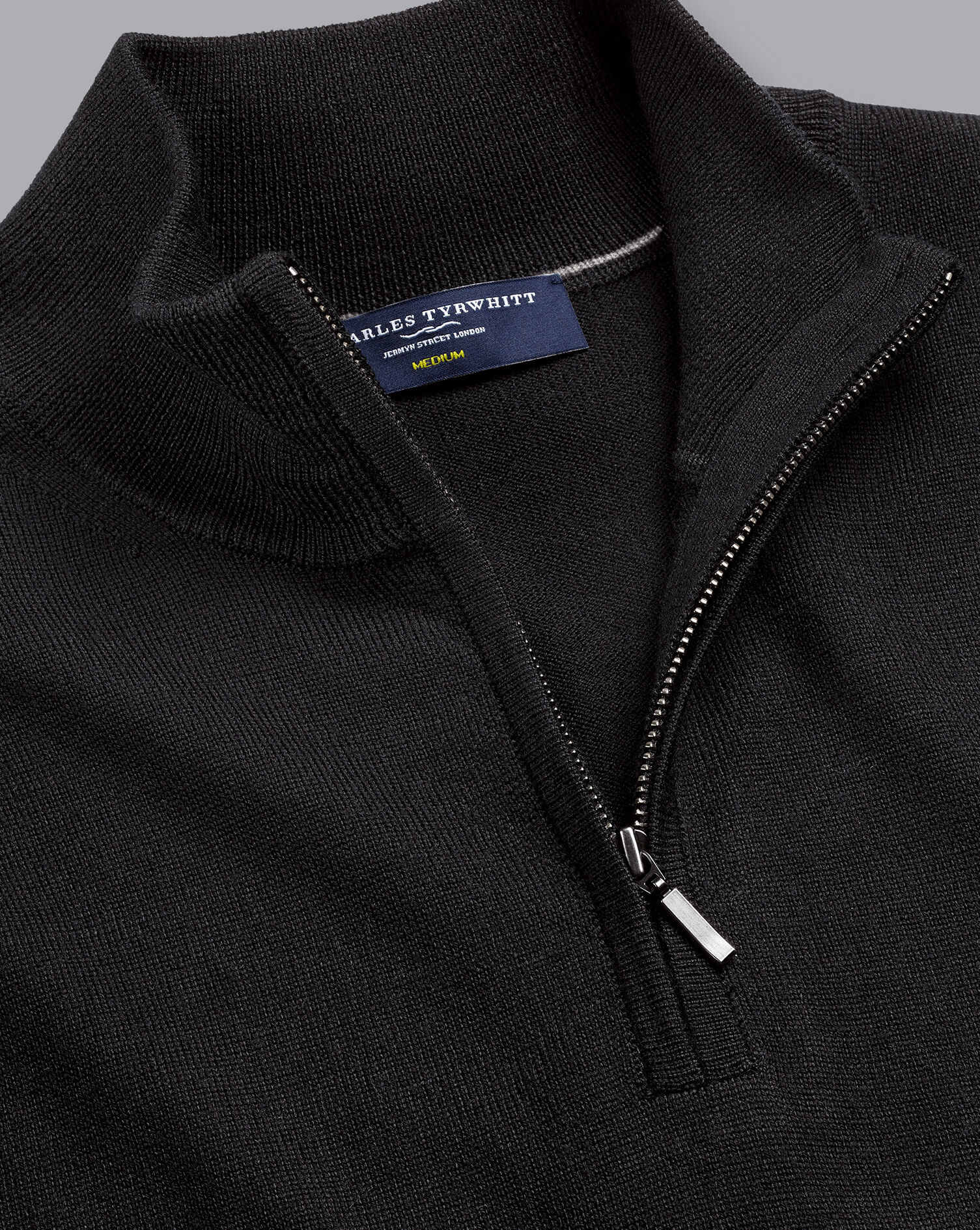 Merino Zip Neck Sweater - Black