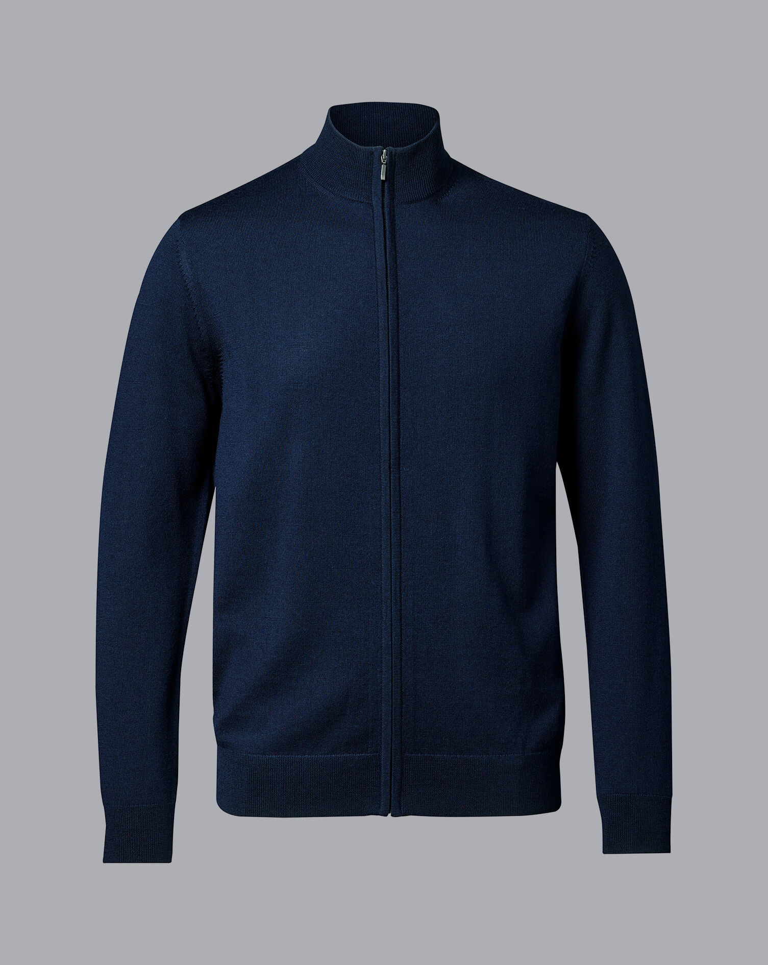Pure Merino Full Zip-Through Cardigan - Navy
