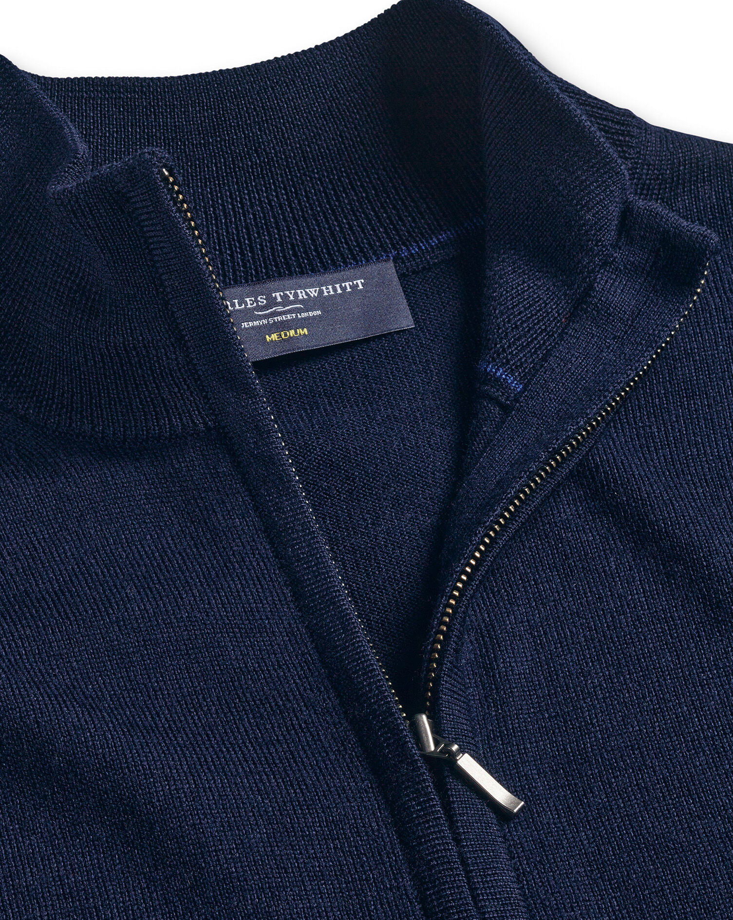 Pure Merino Full Zip-Through Cardigan - Navy