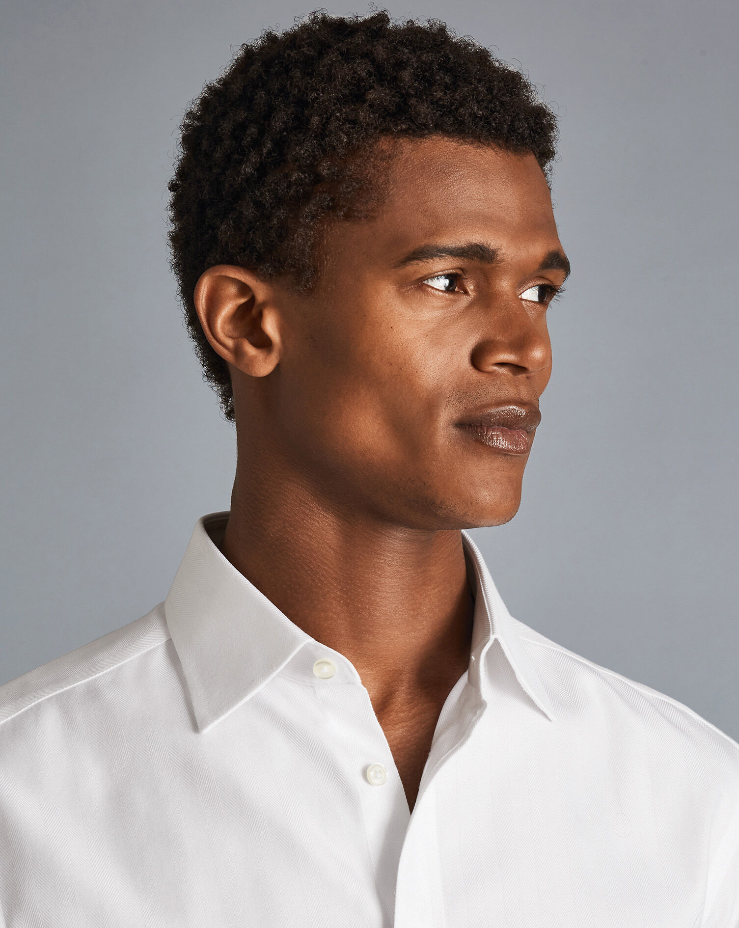 Non-Iron Herringbone Shirt - White