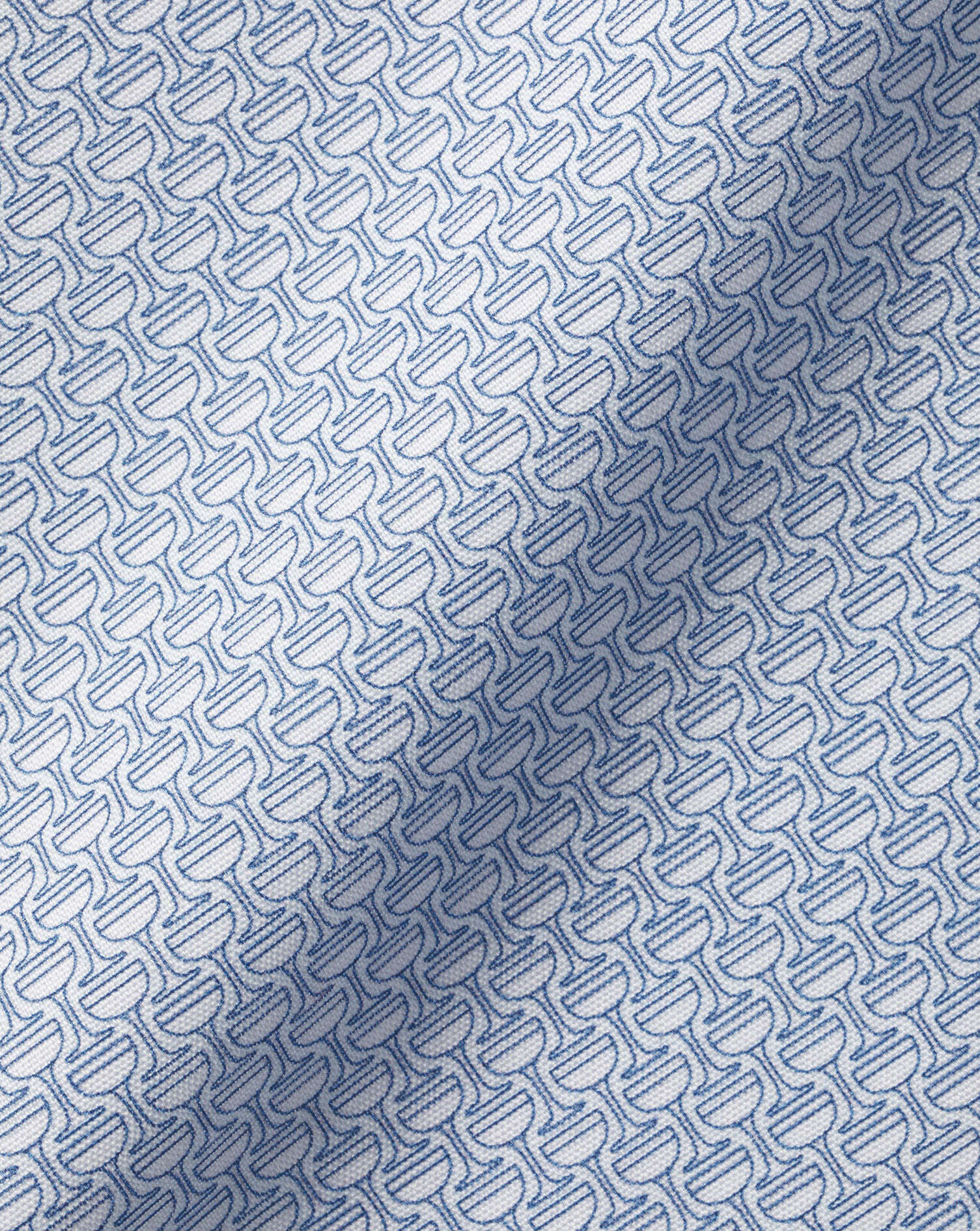 Semi-Spread Collar Wine Glass Print Non-Iron Shirt - Ocean Blue