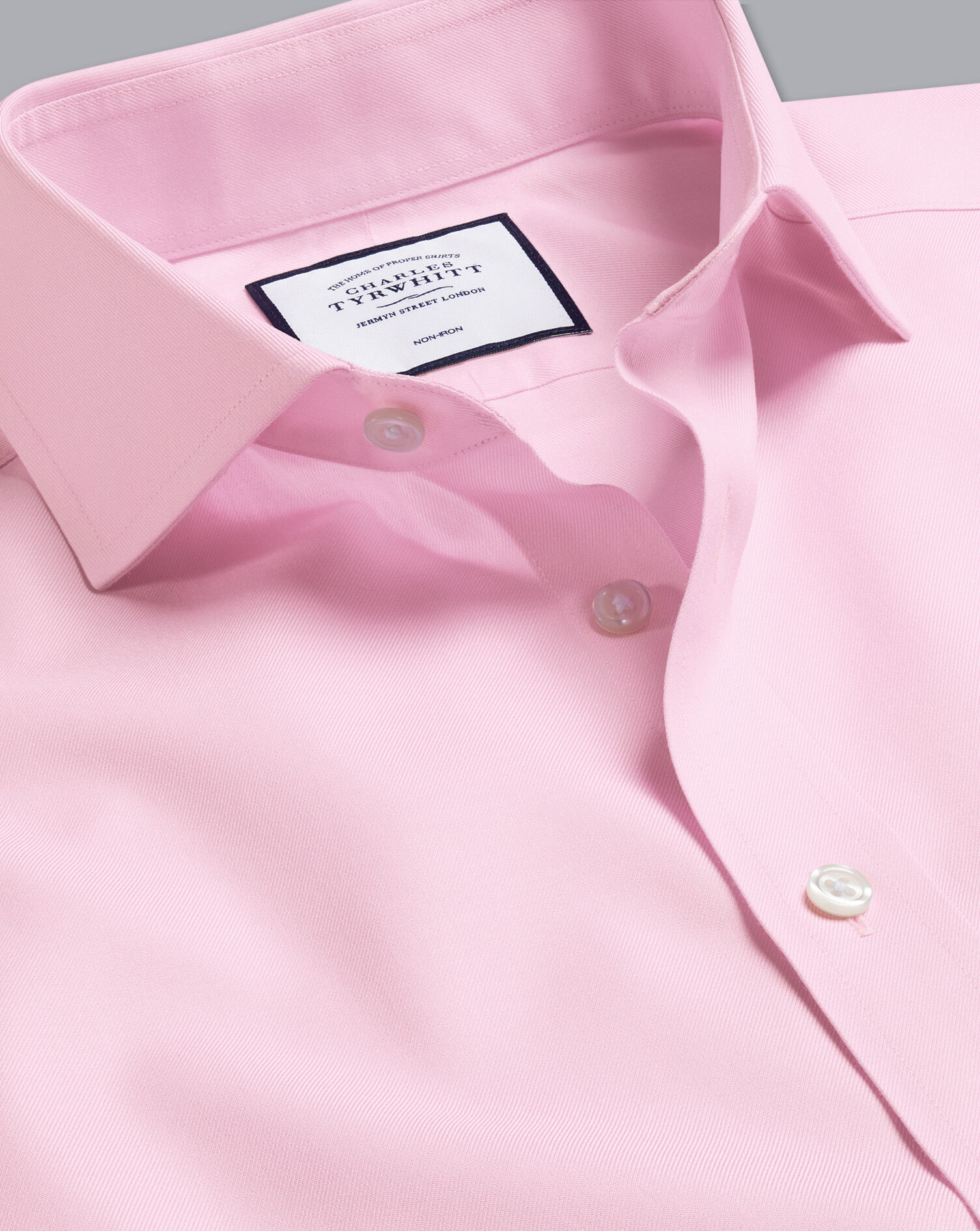 Spread Collar Non-Iron Twill Shirt - Pink
