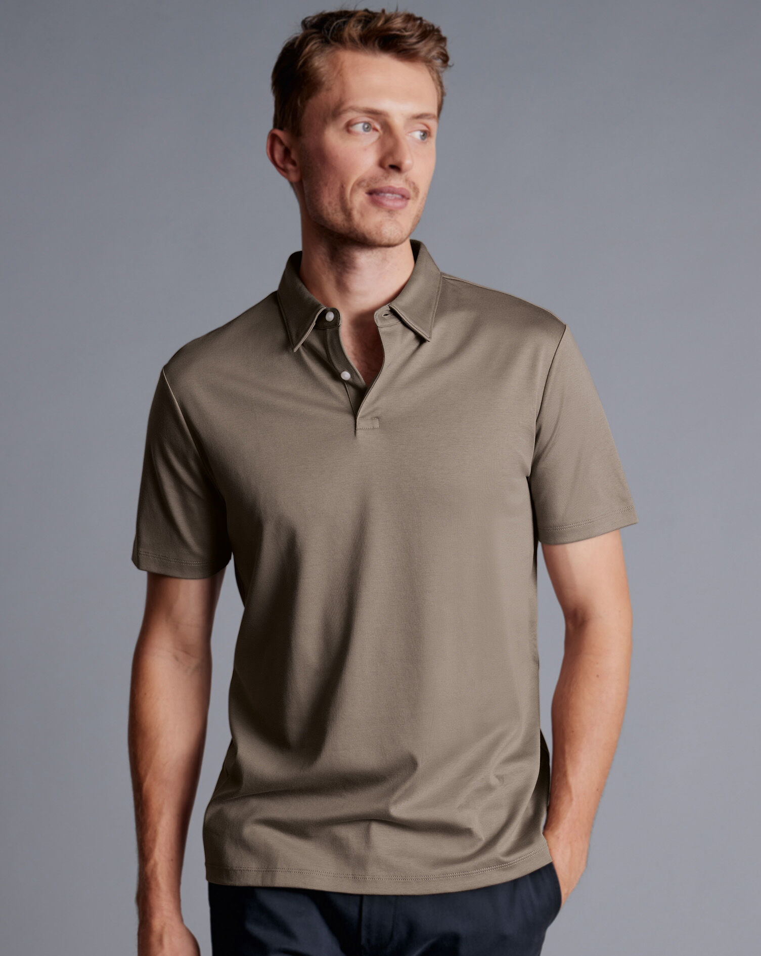 Smart Jersey Polo - Taupe