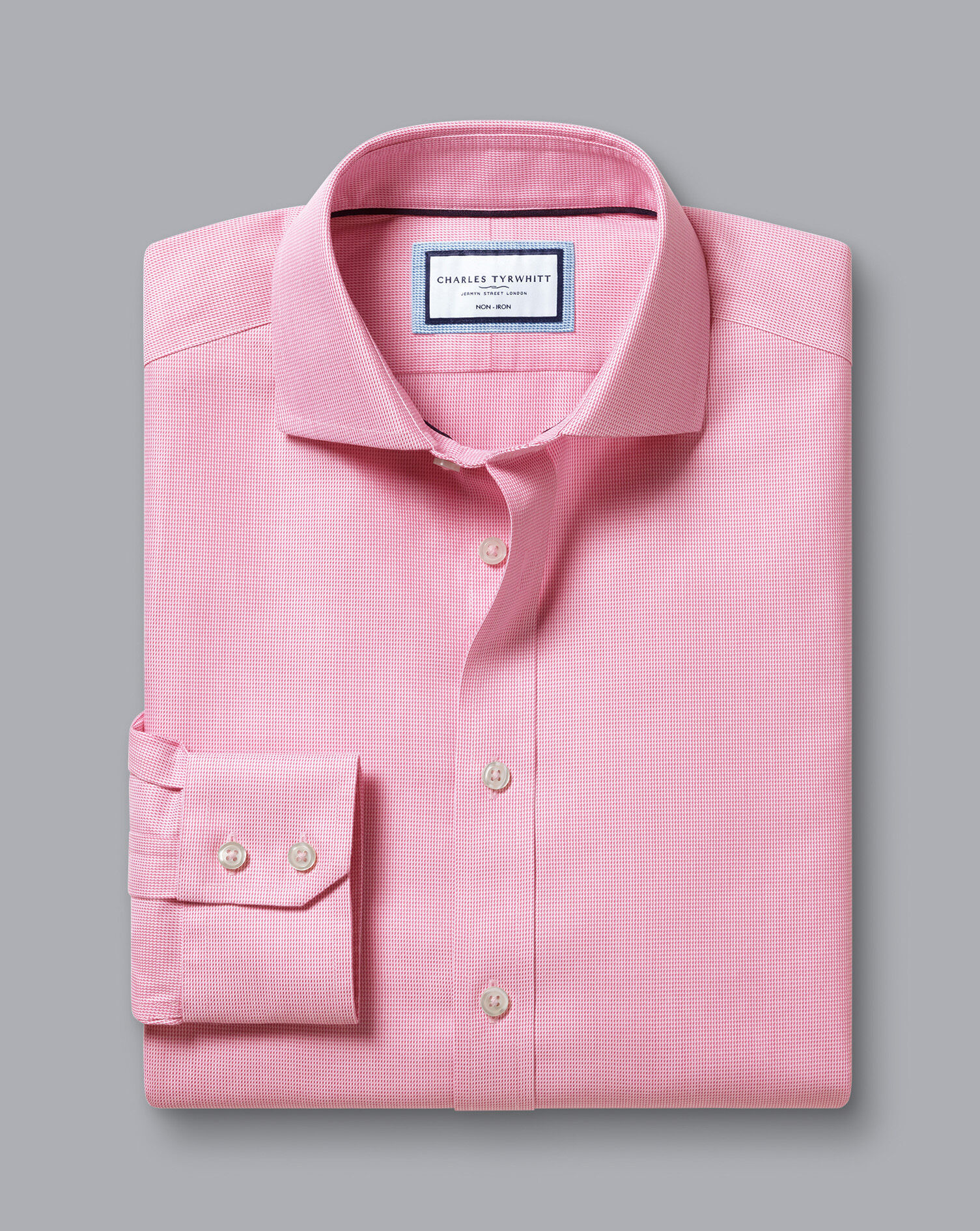 Spread Collar Non-Iron Clifton Weave Shirt - Pink