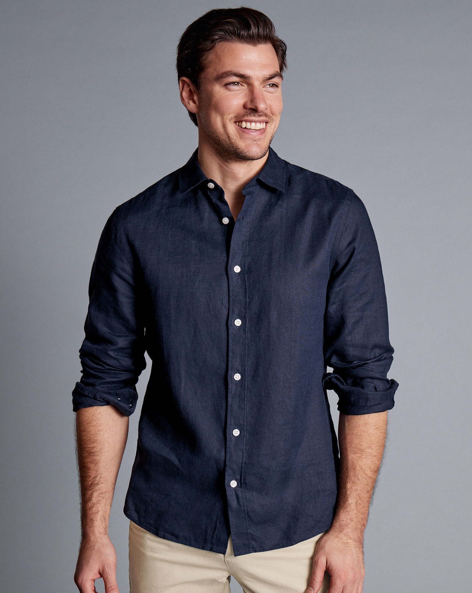 Pure Linen Shirt - Navy