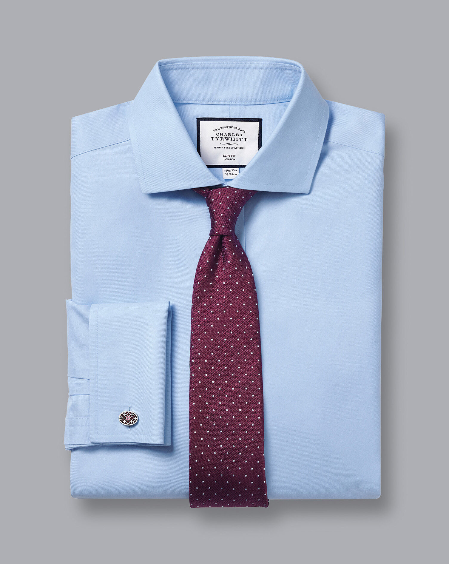 Spread Collar Non-Iron Twill Shirt - Sky Blue