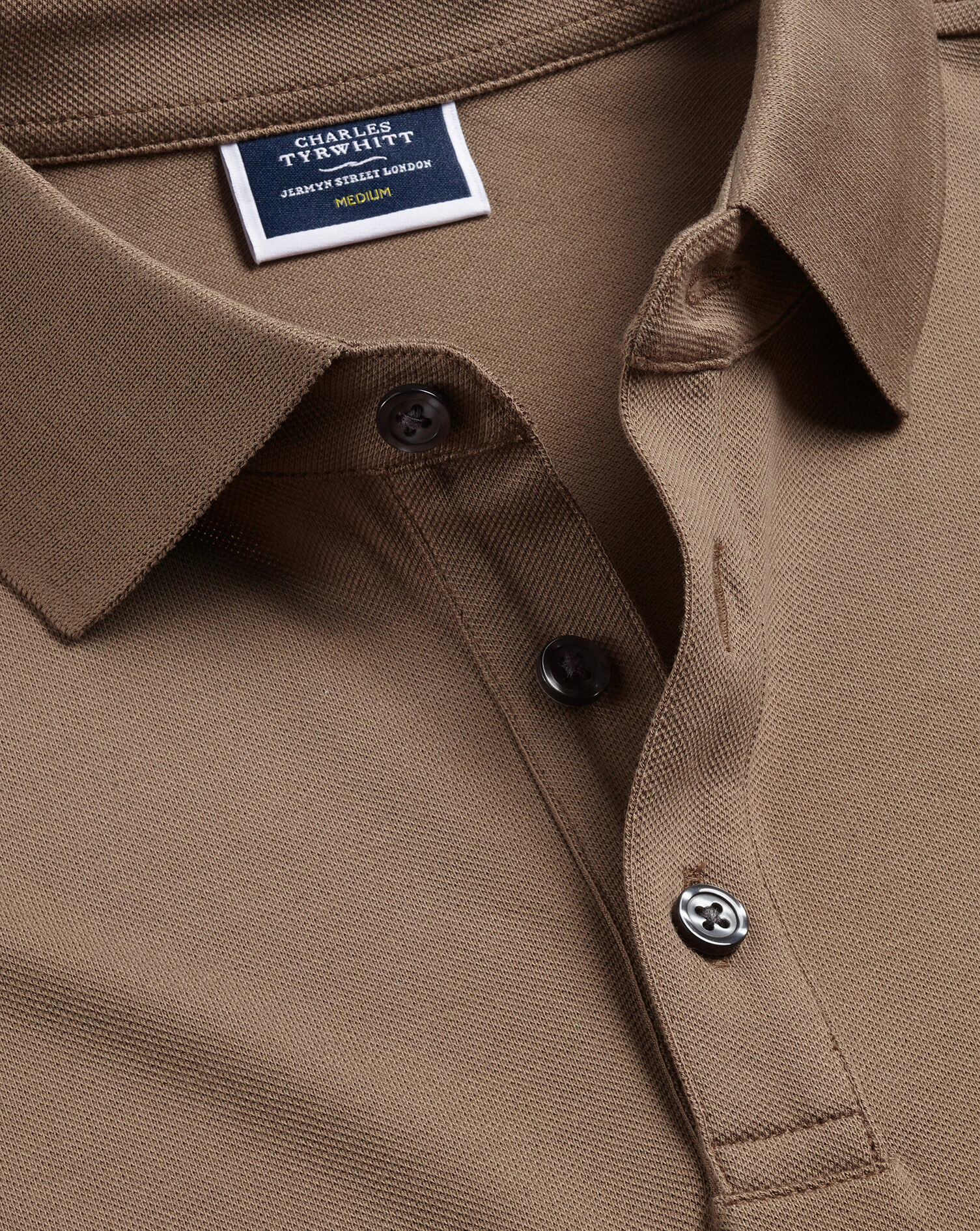 Tyrwhitt Long Sleeve Pique Polo - Camel
