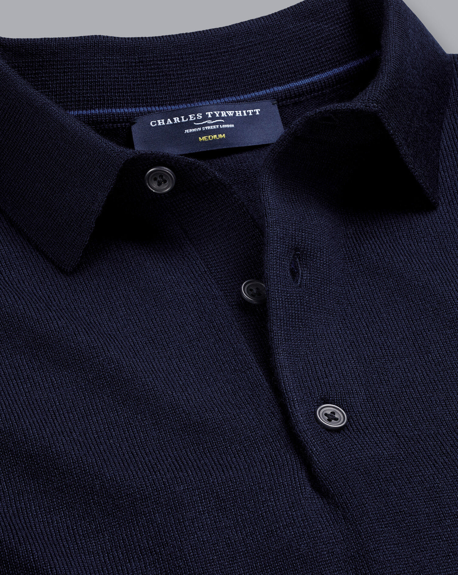 Merino Polo Sweater - Navy