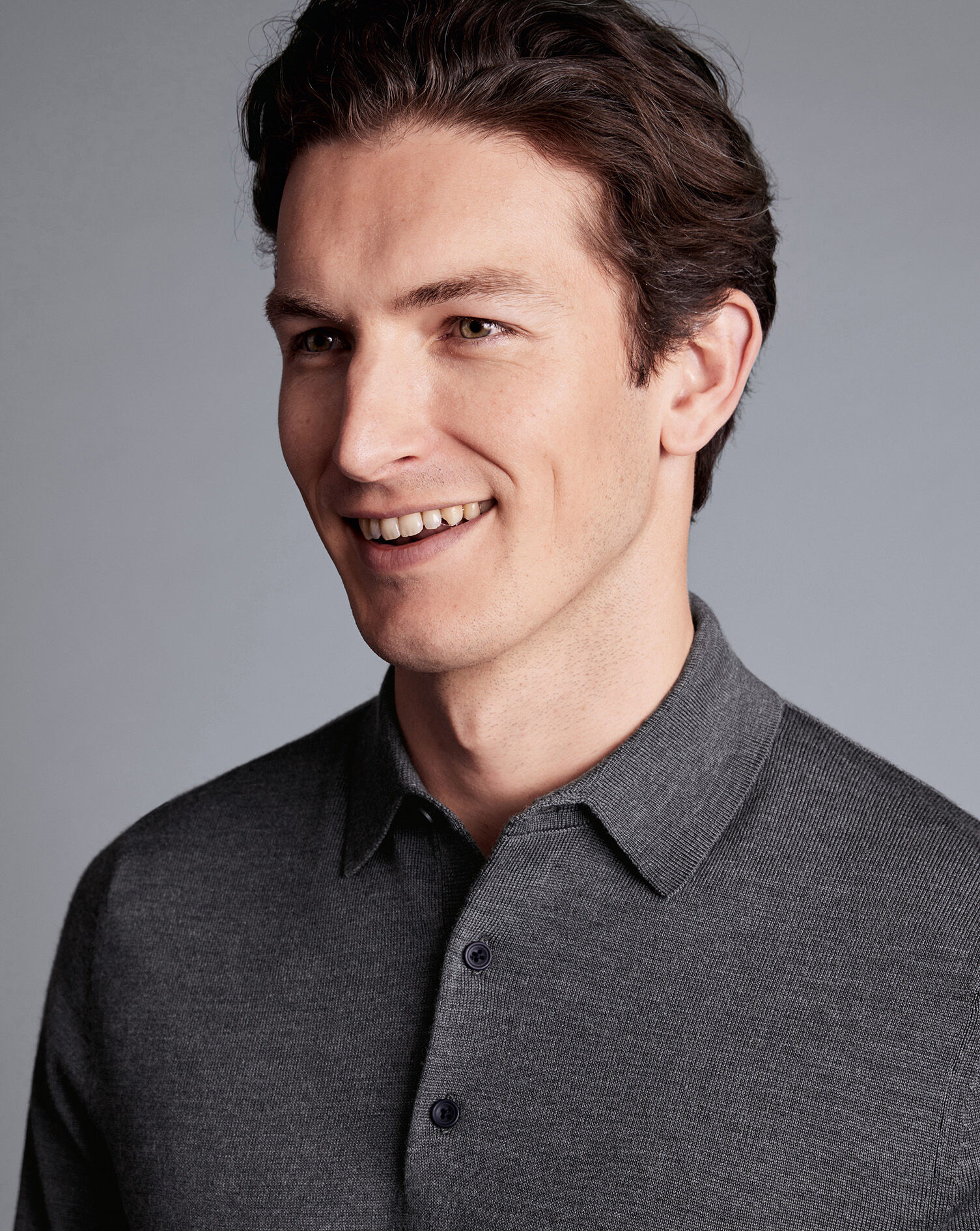 Merino Polo Sweater - Grey