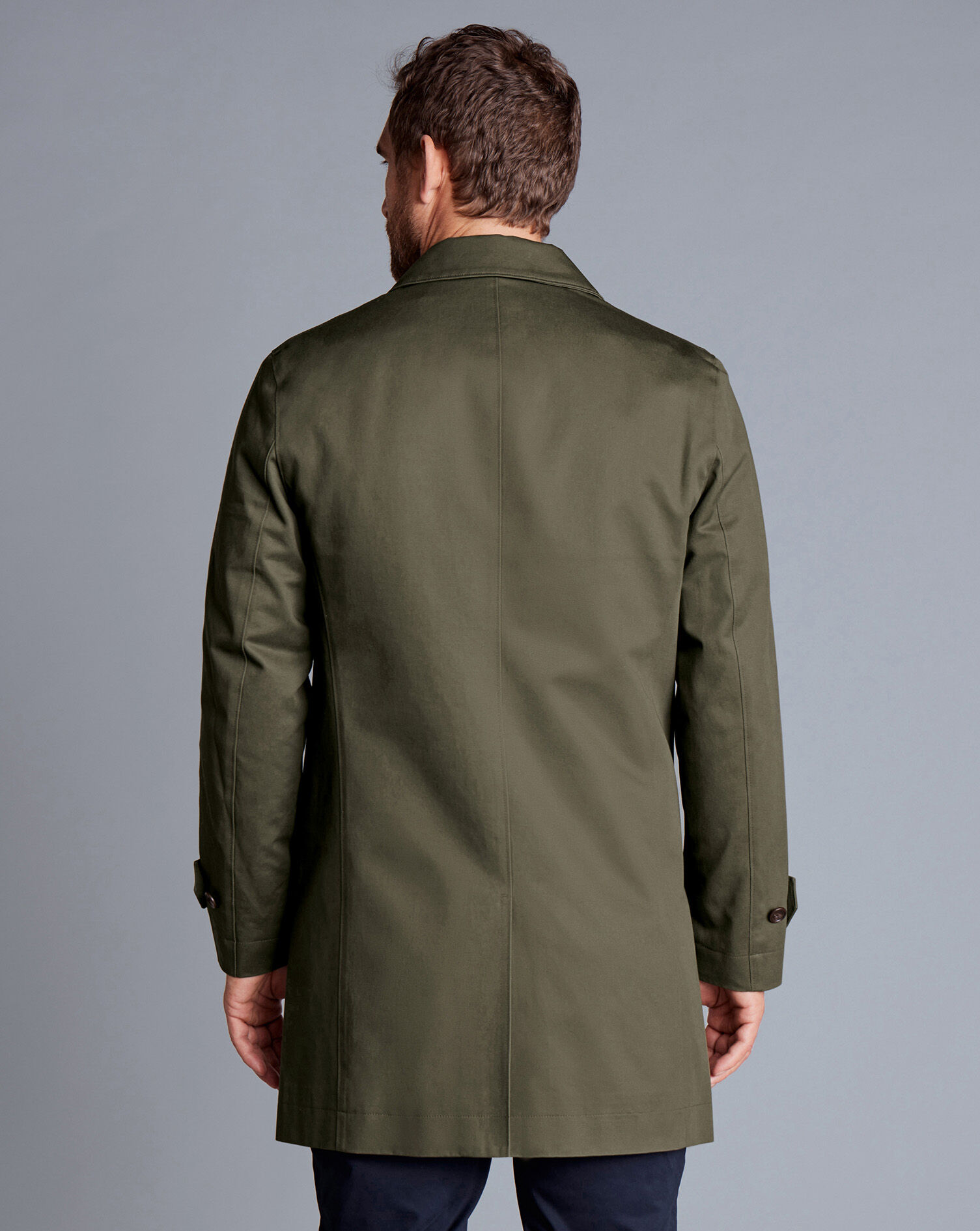 Showerproof Cotton Raincoat - Olive Green