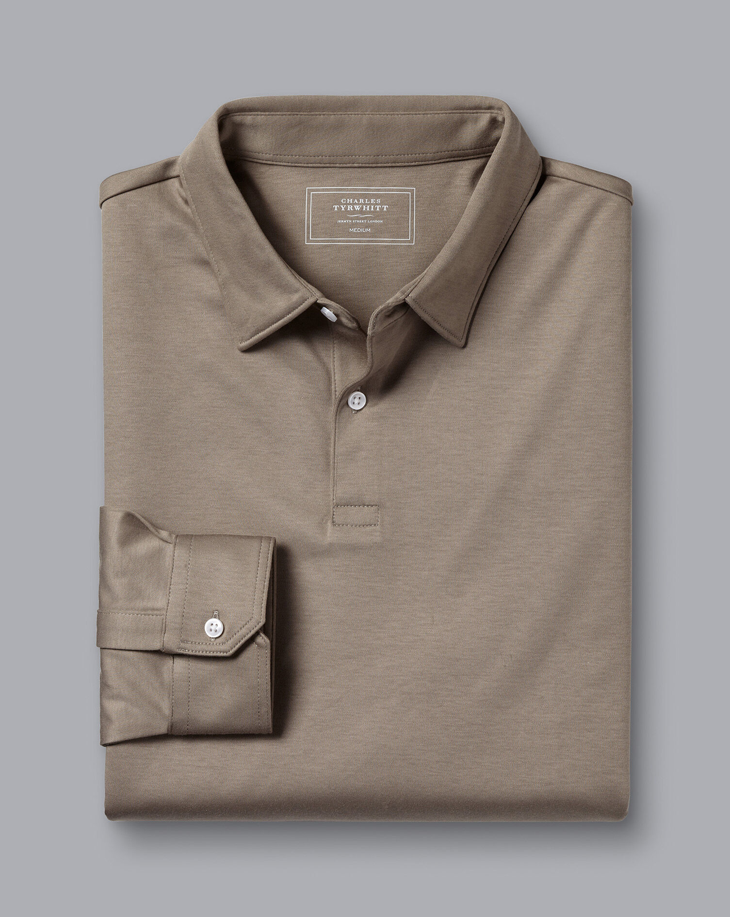 Smart Long Sleeve Jersey Polo - Taupe