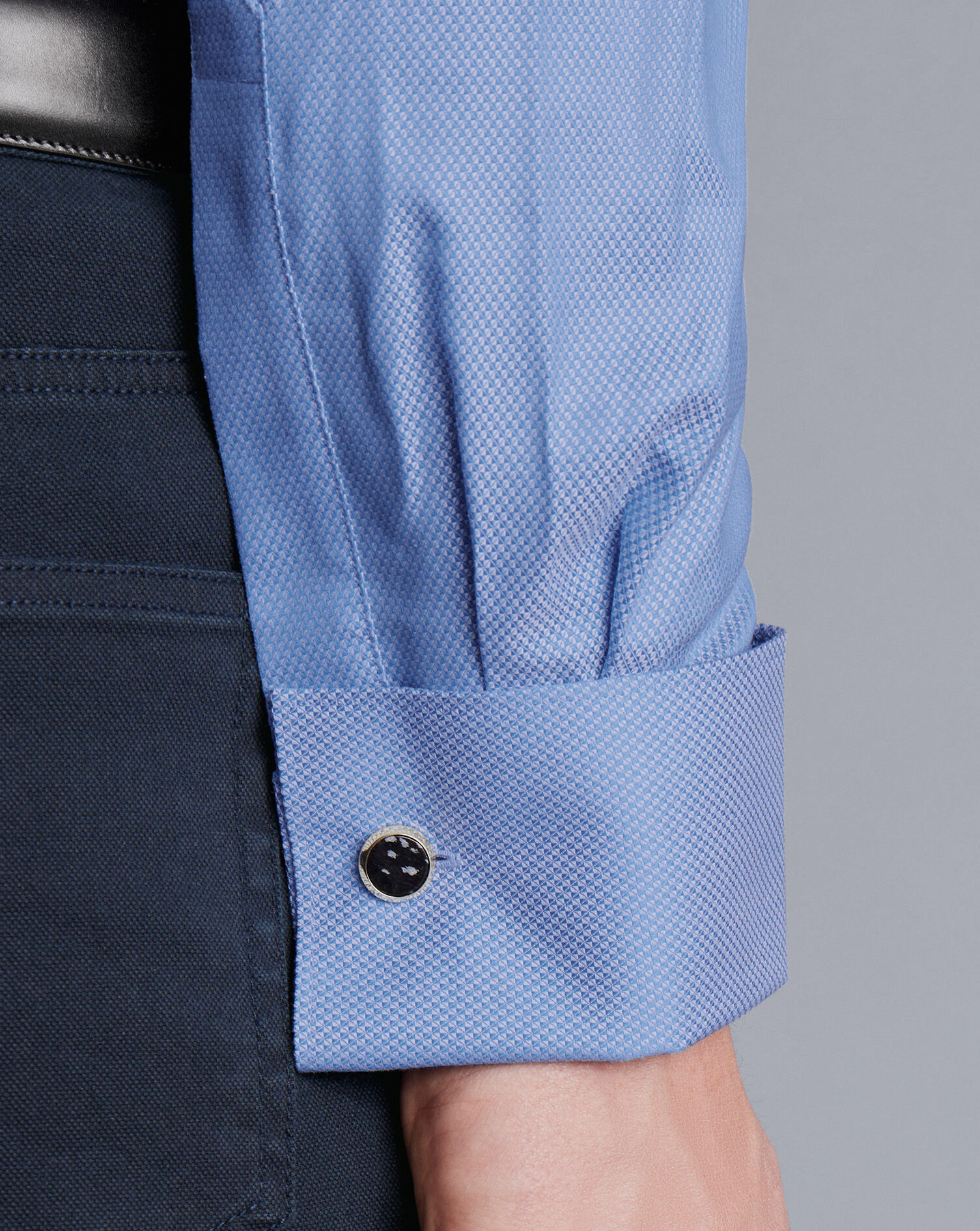 Semi-Spread Collar Egyptian Cotton Hudson Weave Shirt - Cornflower Blue