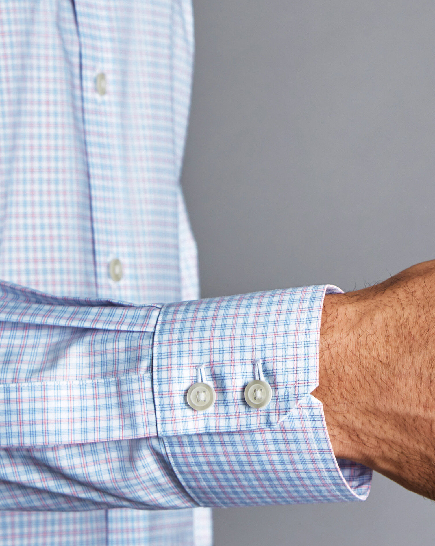 Spread Collar Non-Iron Check Shirt - Bright Pink