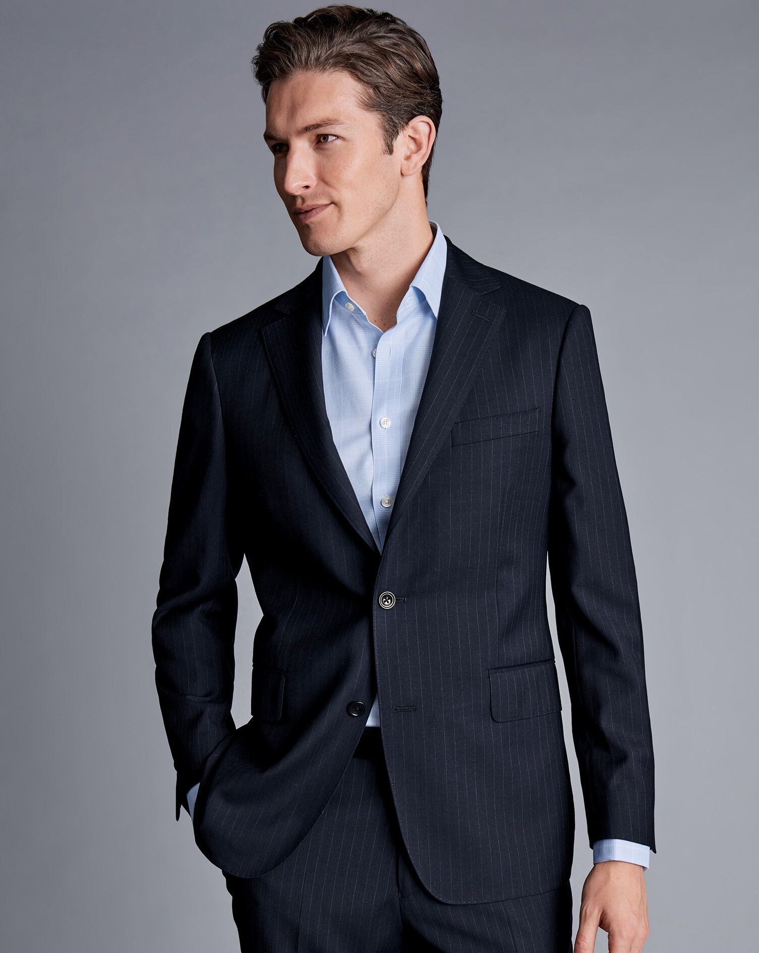 Ultimate Performance Stripe Suit Jacket - Navy