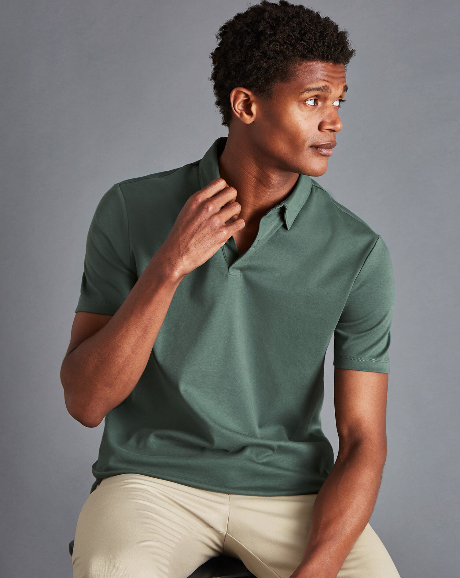 Combed Cotton Polo - Teal Green
