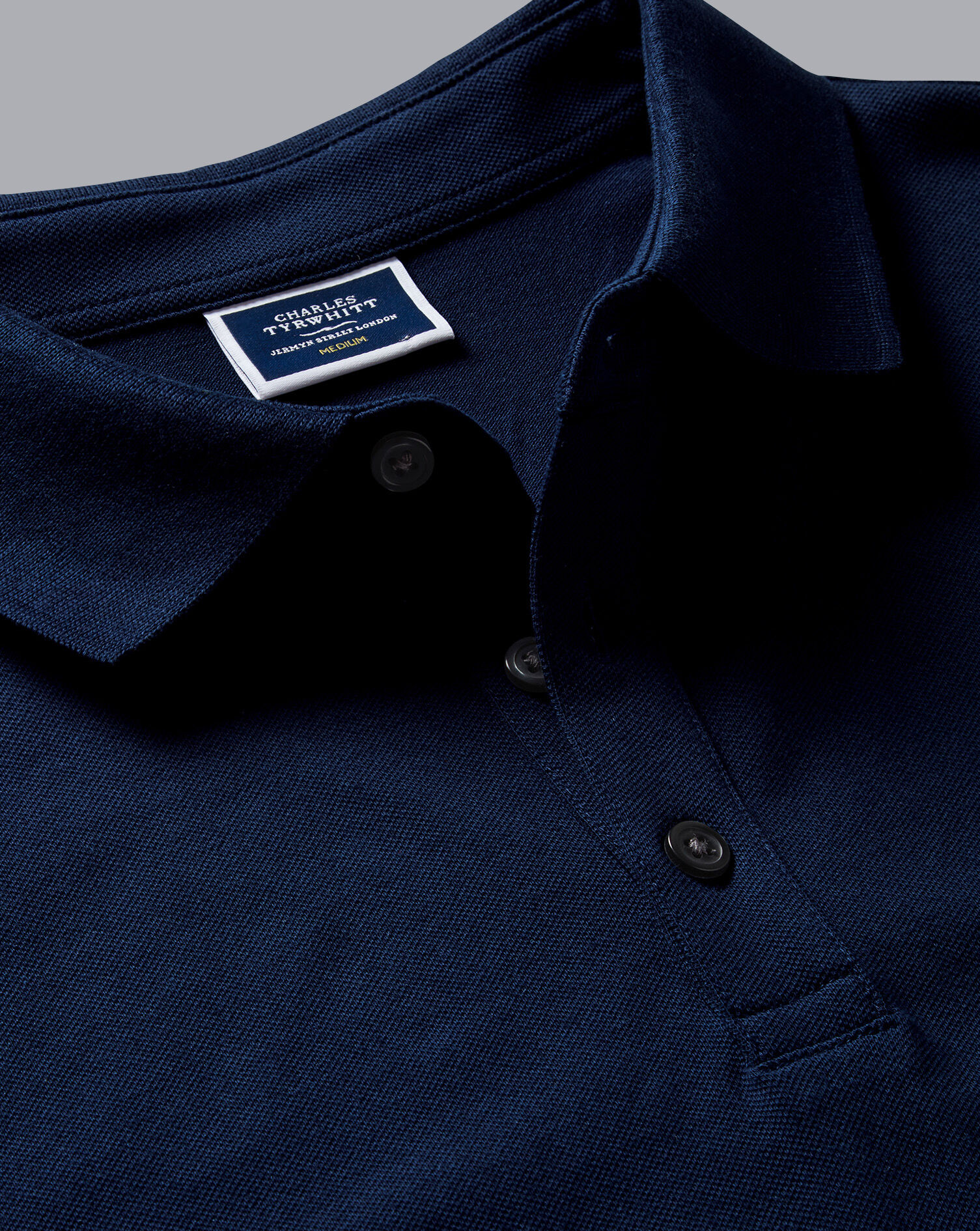Tyrwhitt Long Sleeve Pique Polo - Navy