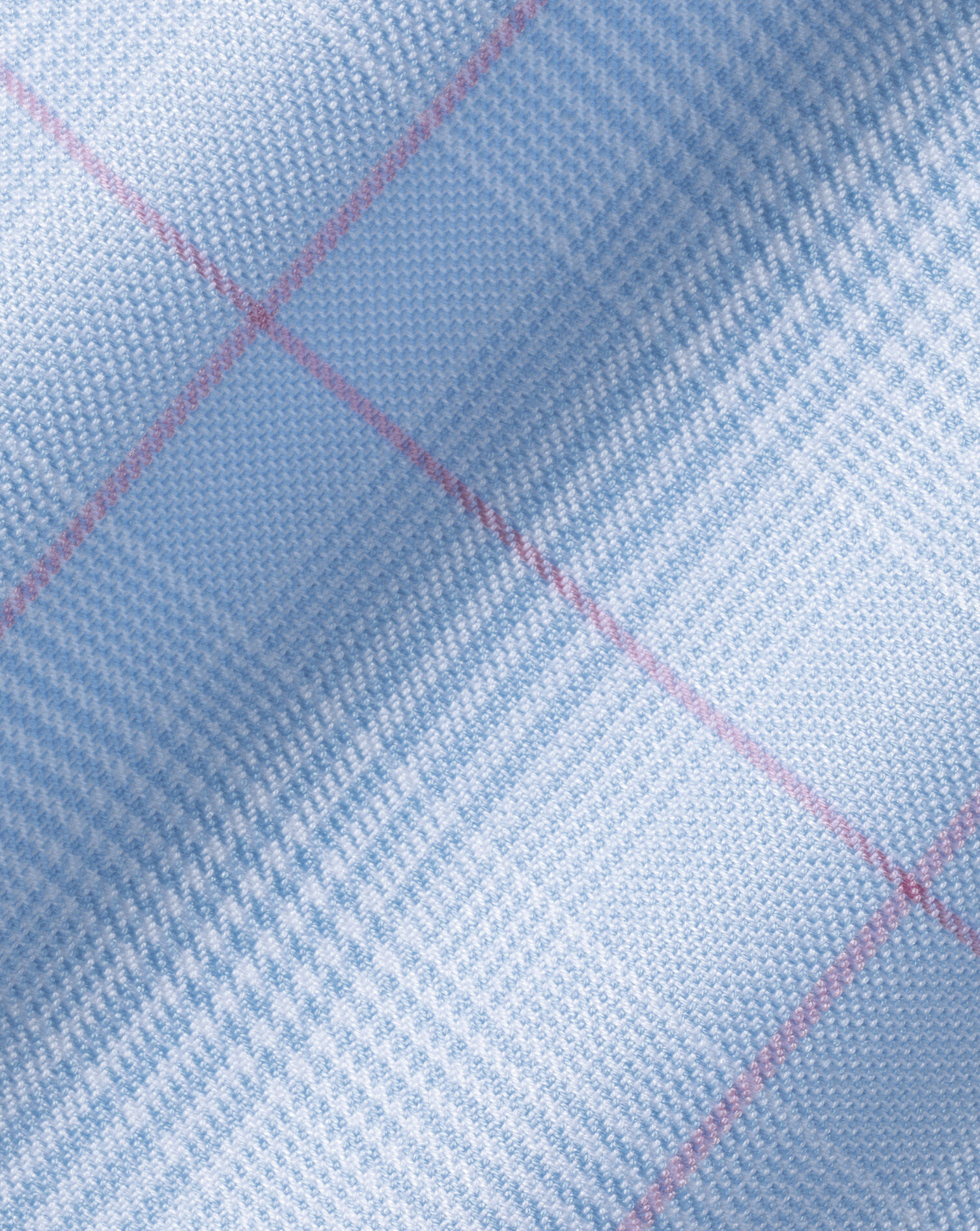 Semi-Spread Collar Egyptian Cotton Prince Of Wales Check Shirt - Sky Blue