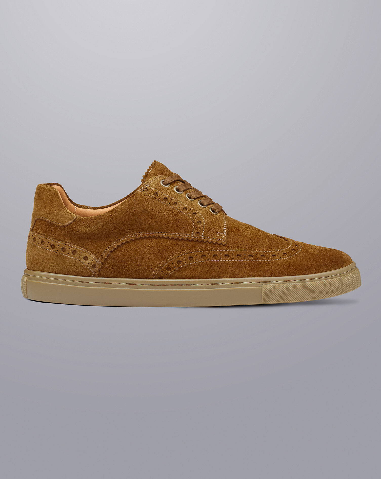 Suede Brogue Sneakers - Tobacco Brown