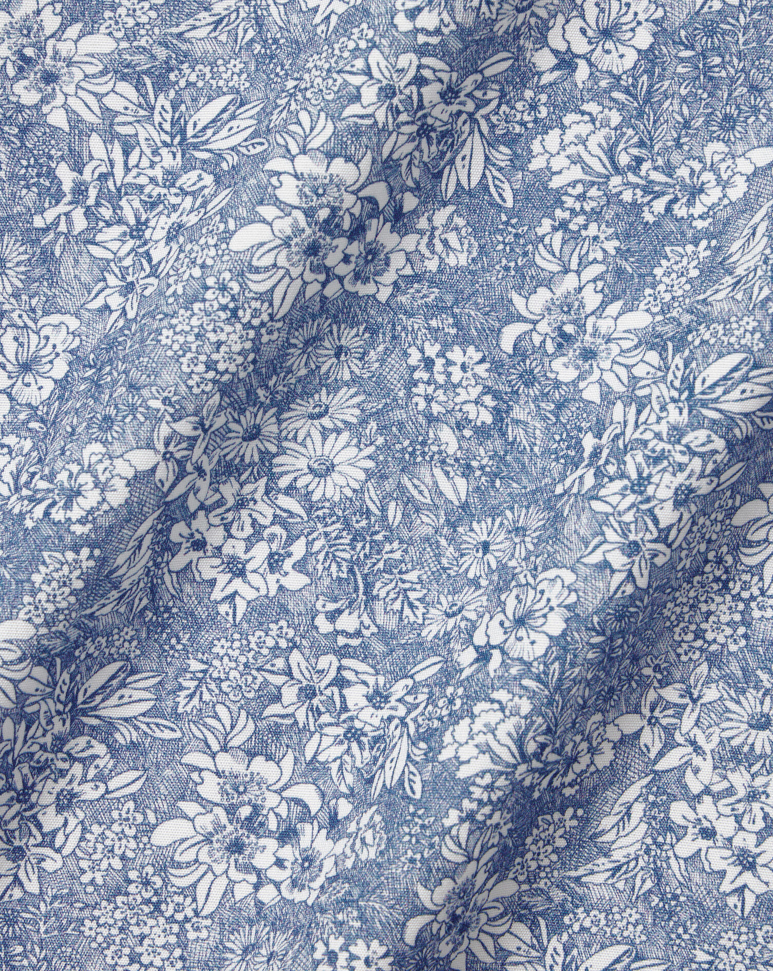 Made With Liberty Fabric Linear Print Semi-Spread Collar Shirt - Royal Blue