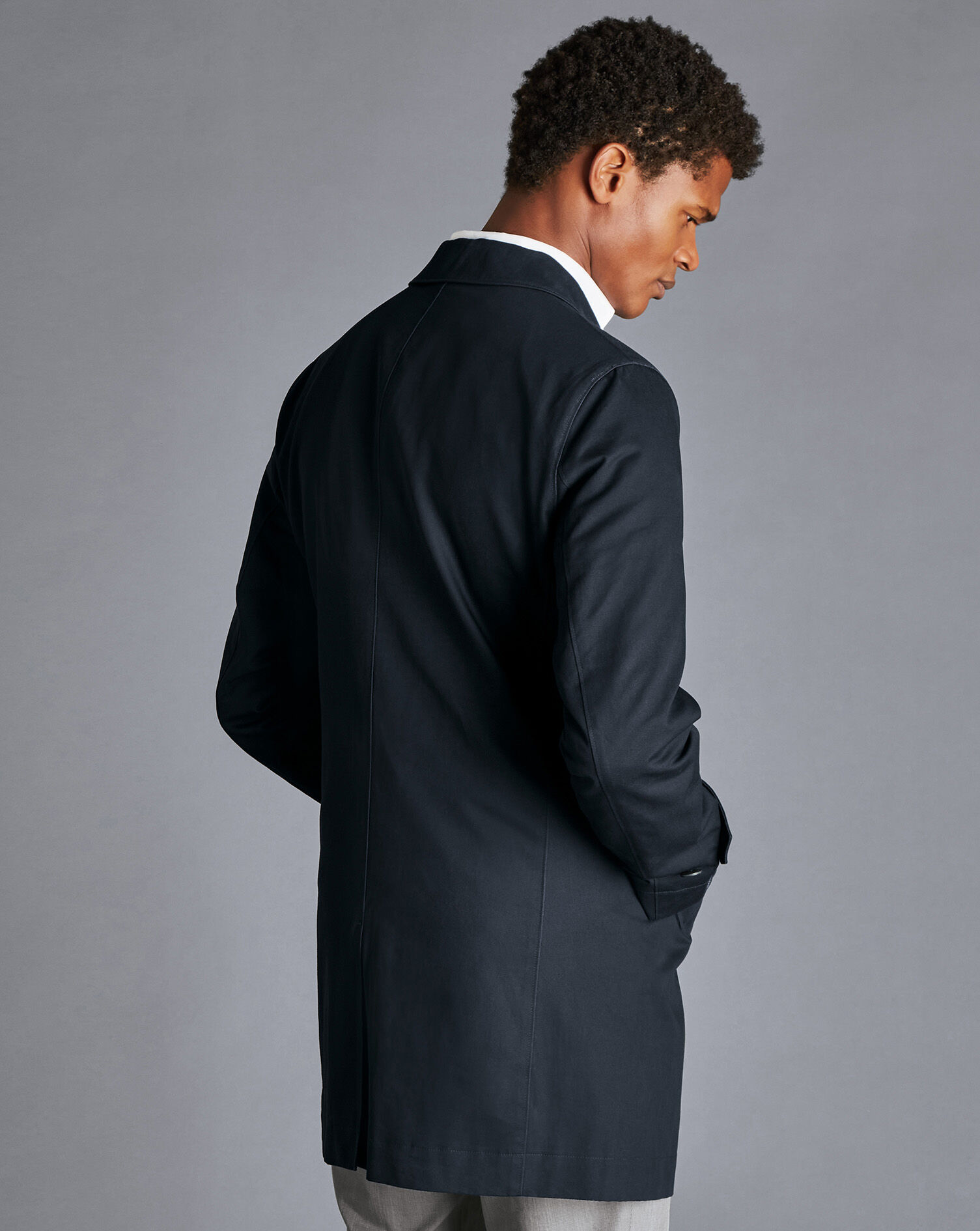 Showerproof Cotton Raincoat - Dark Navy