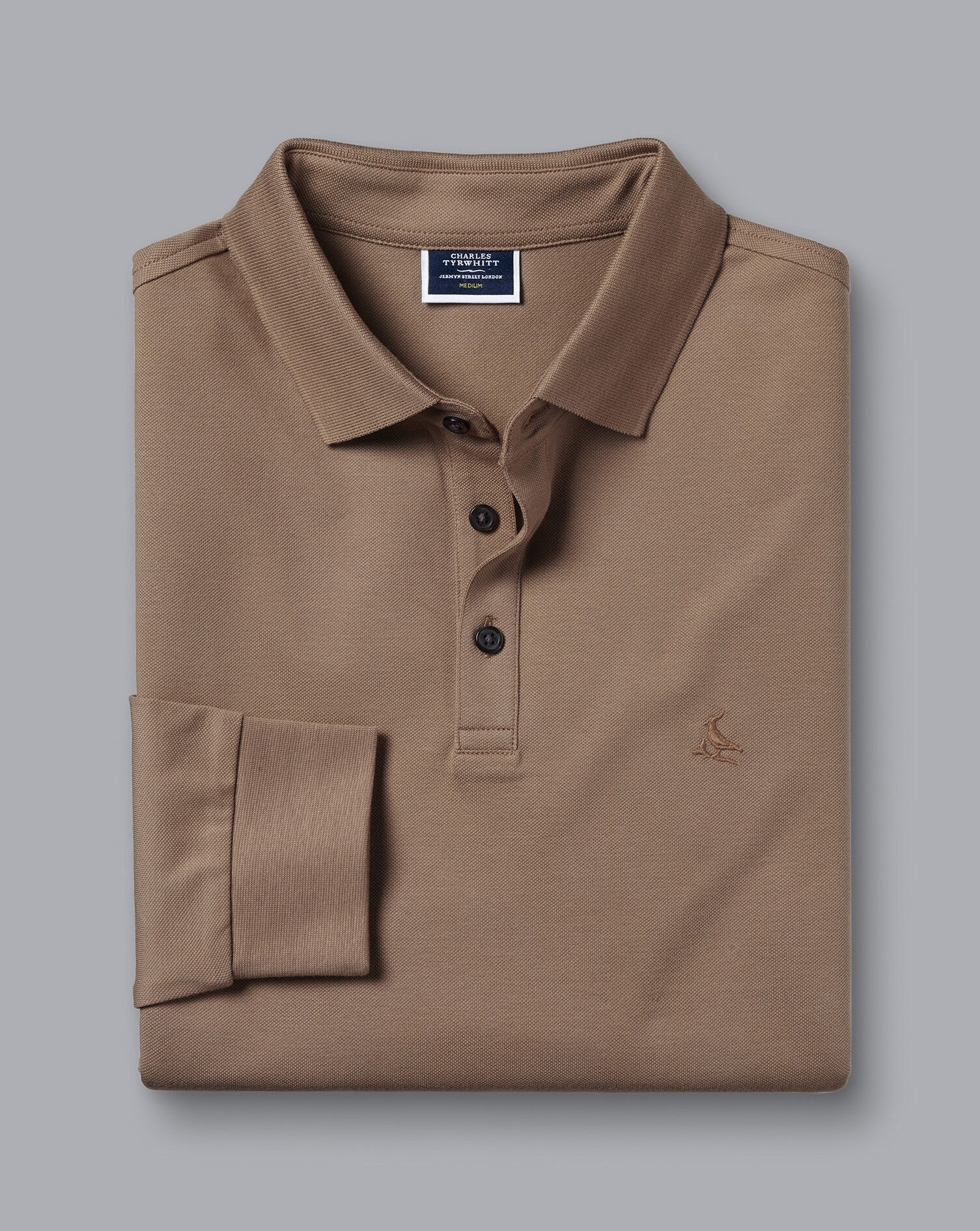 Tyrwhitt Long Sleeve Pique Polo - Camel