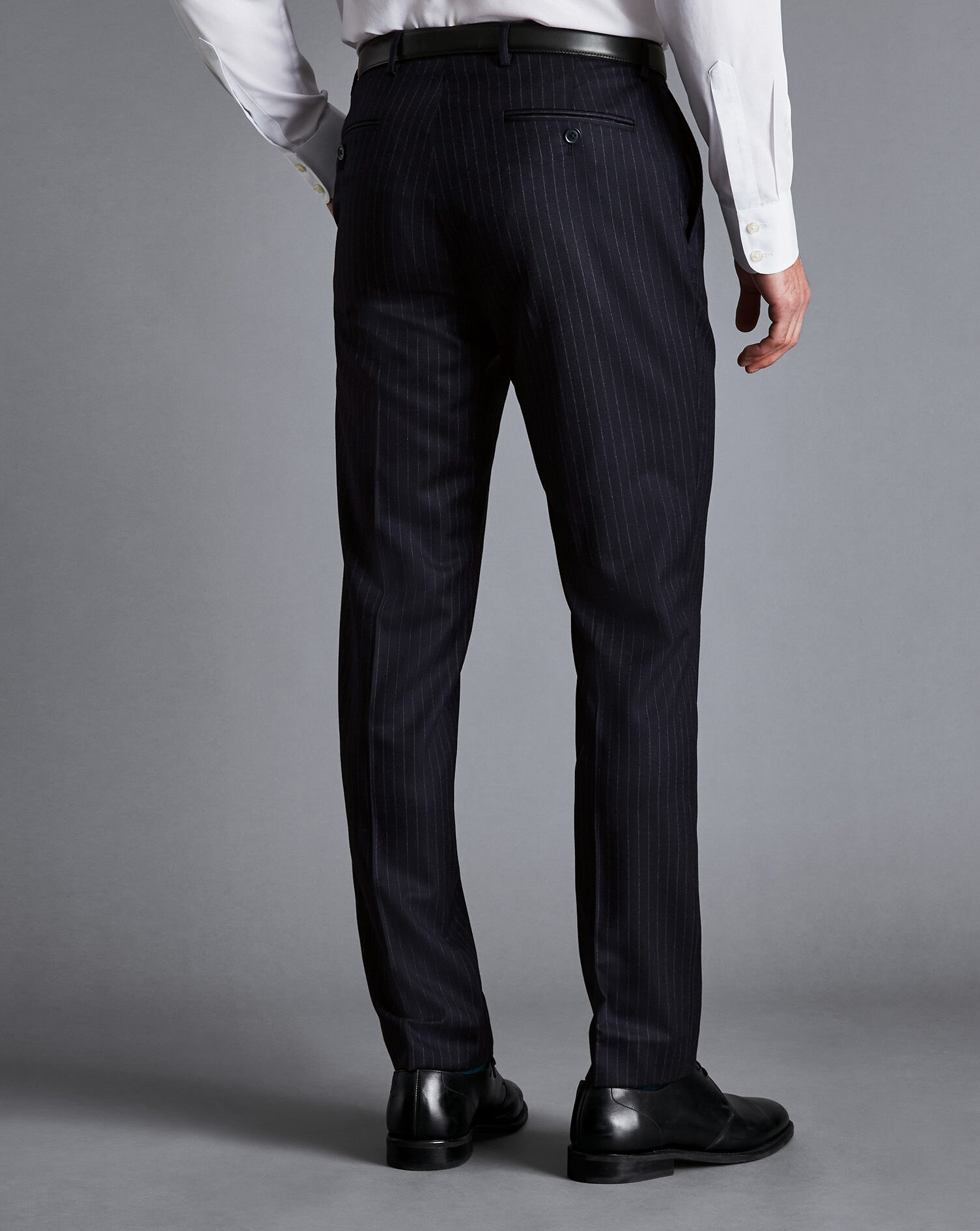 Italian Flannel Stripe Suit Pants - Dark Navy