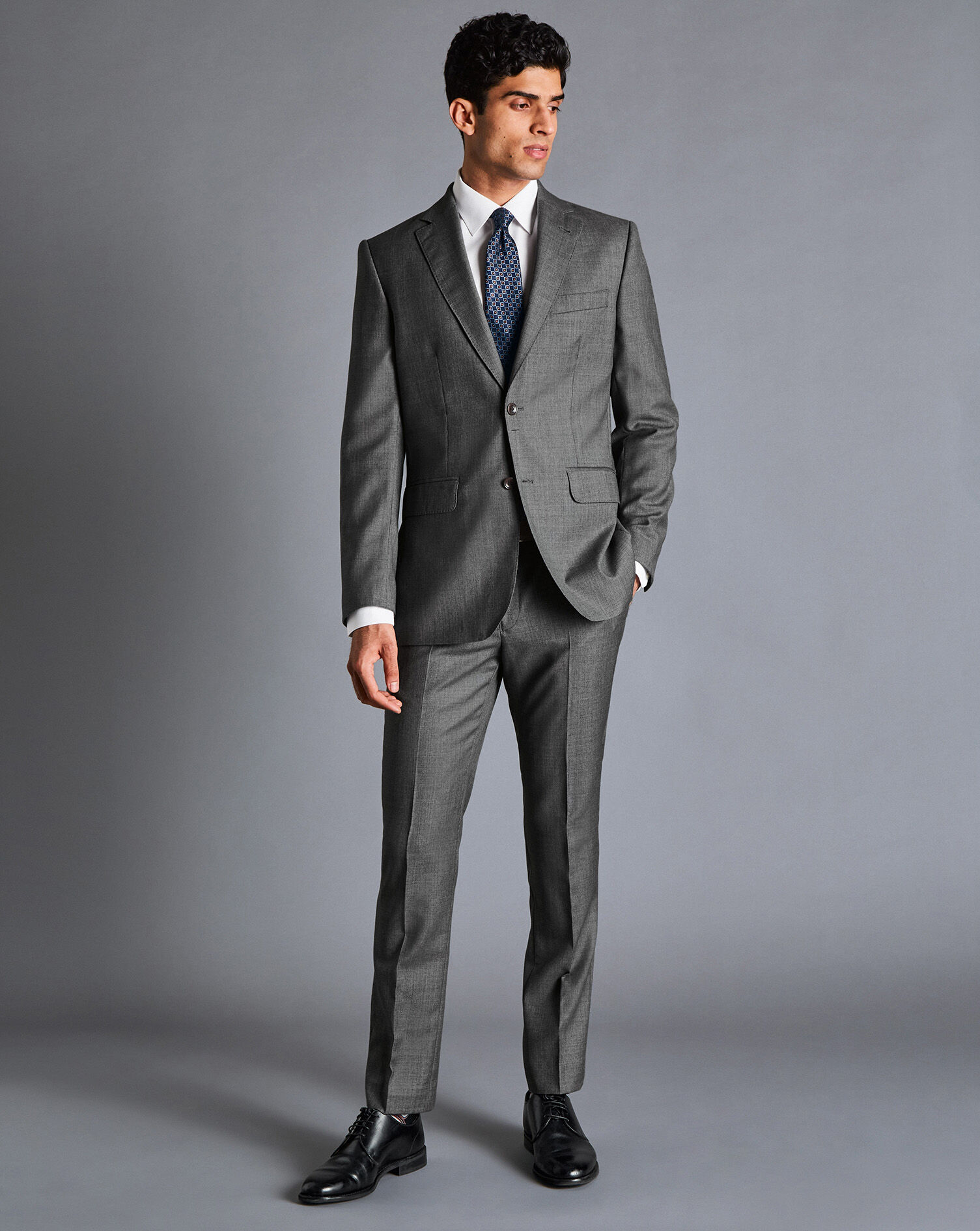 Italian Luxury Textured Suit Jacket - Light Grey