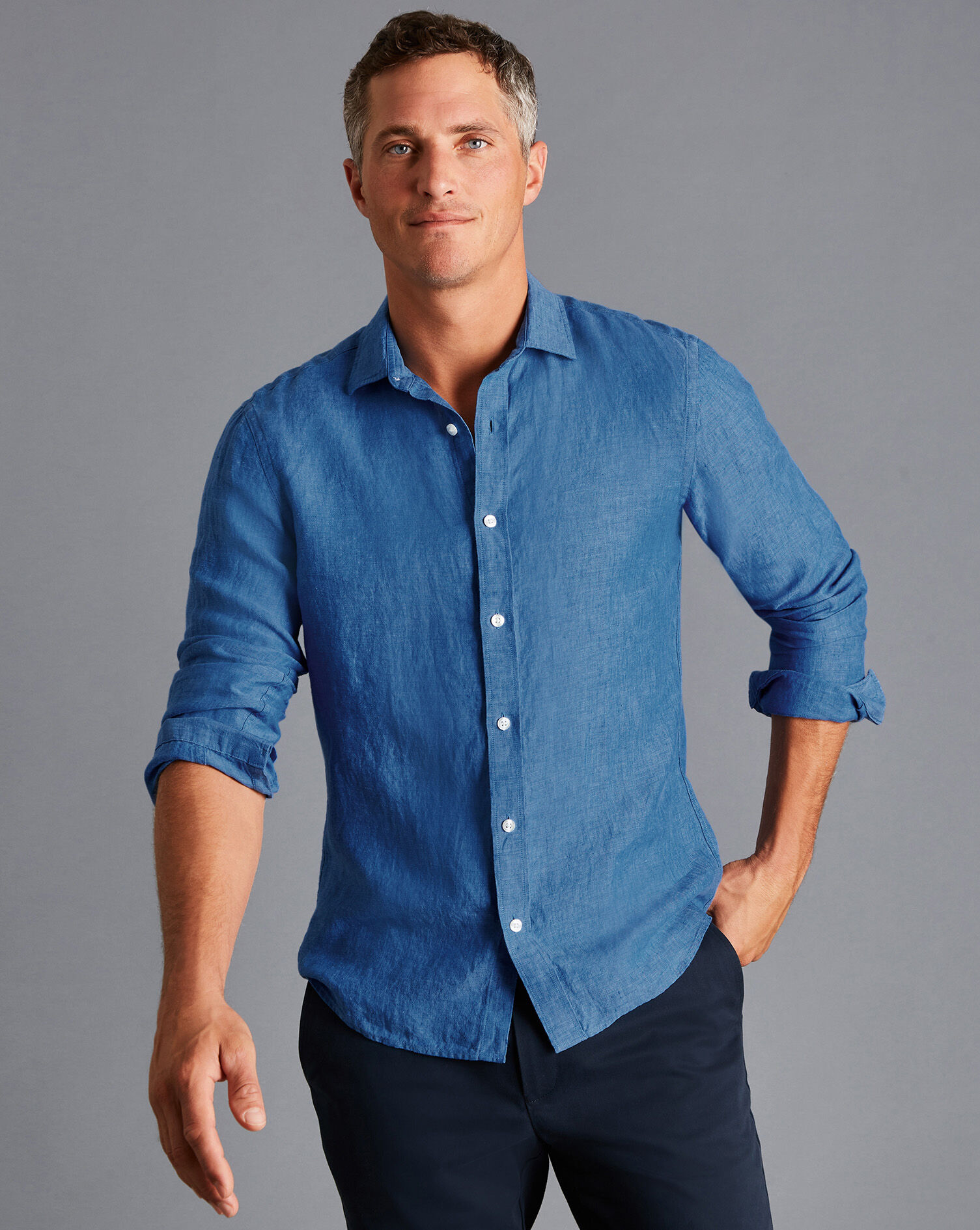Pure Linen Shirt - Ocean Blue