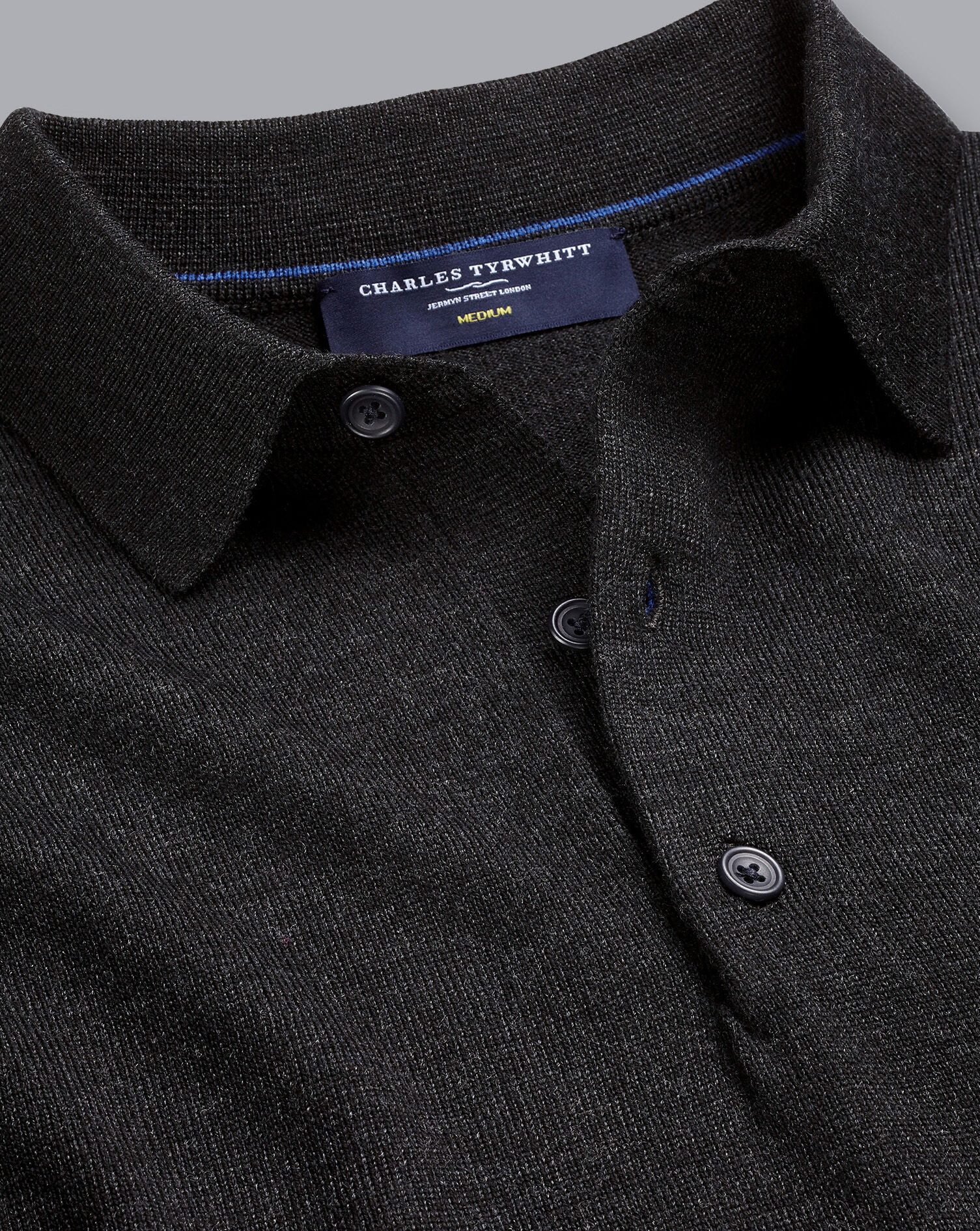 Merino Polo Sweater - Charcoal Grey