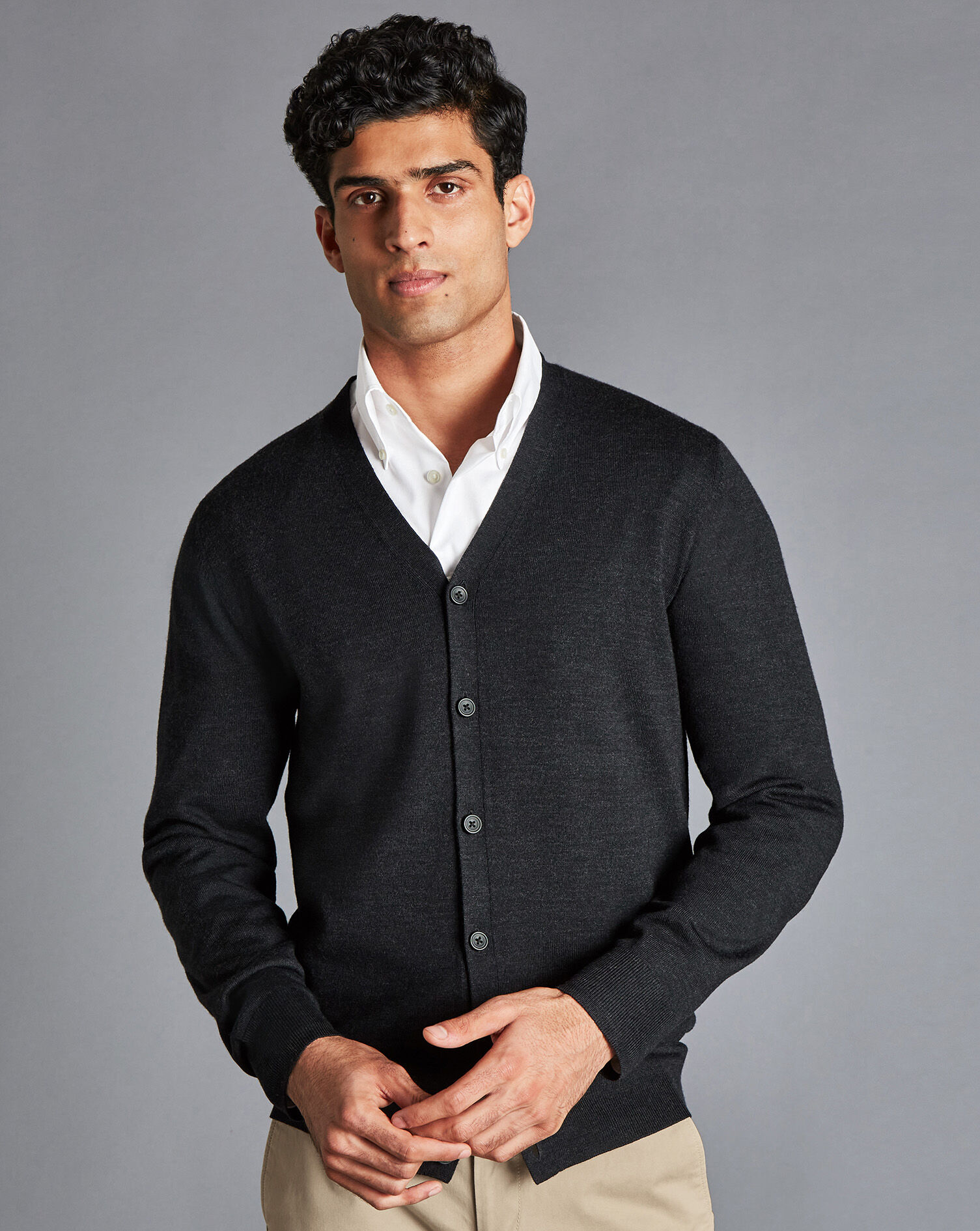 Merino Cardigan - Charcoal Grey