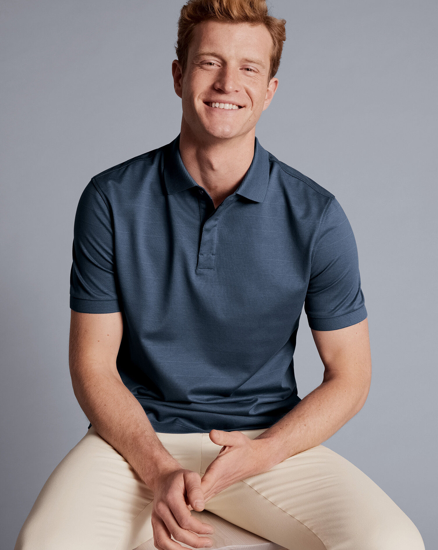 Tyrwhitt Cool Polo - Heather Blue