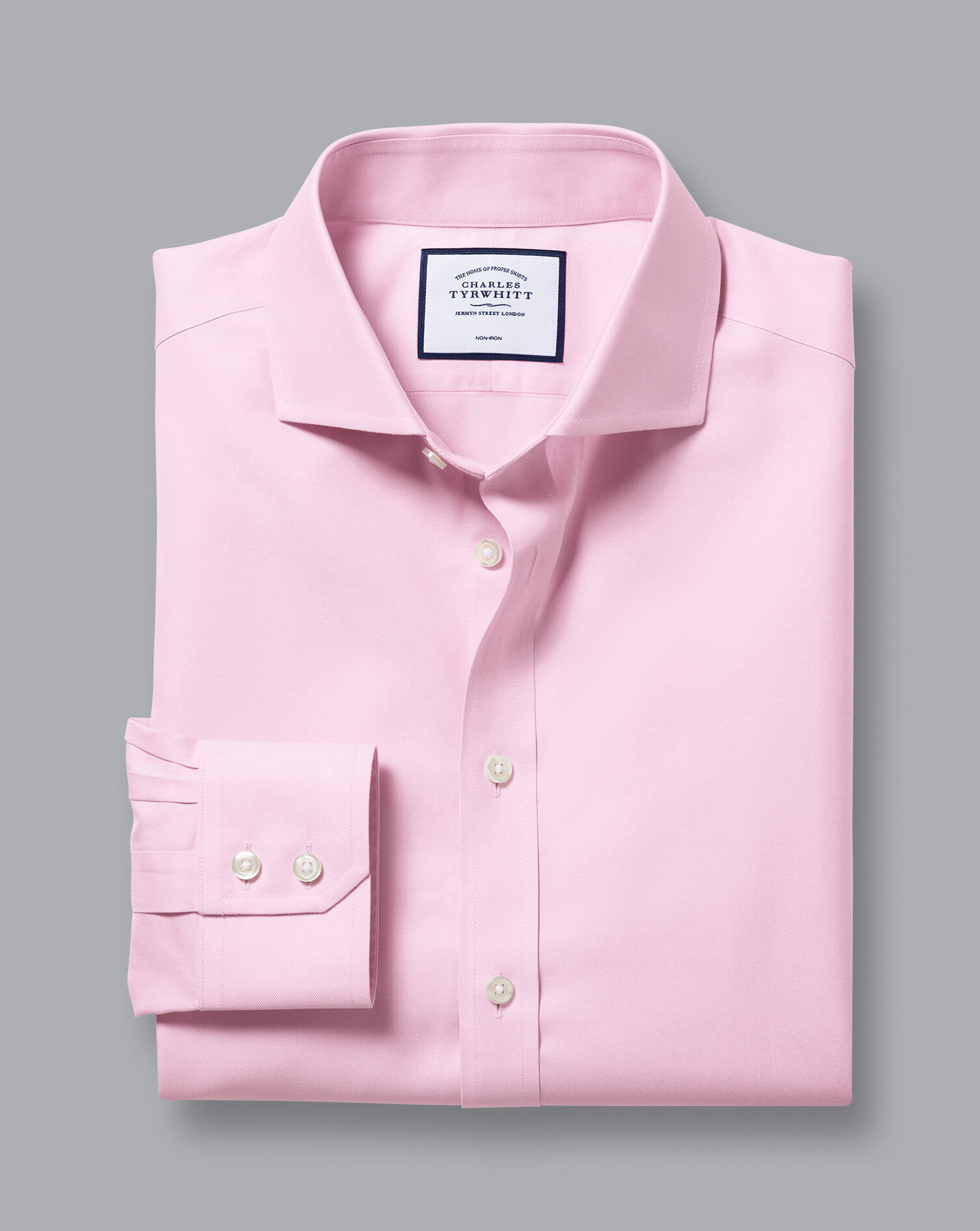 Spread Collar Non-Iron Twill Shirt - Pink
