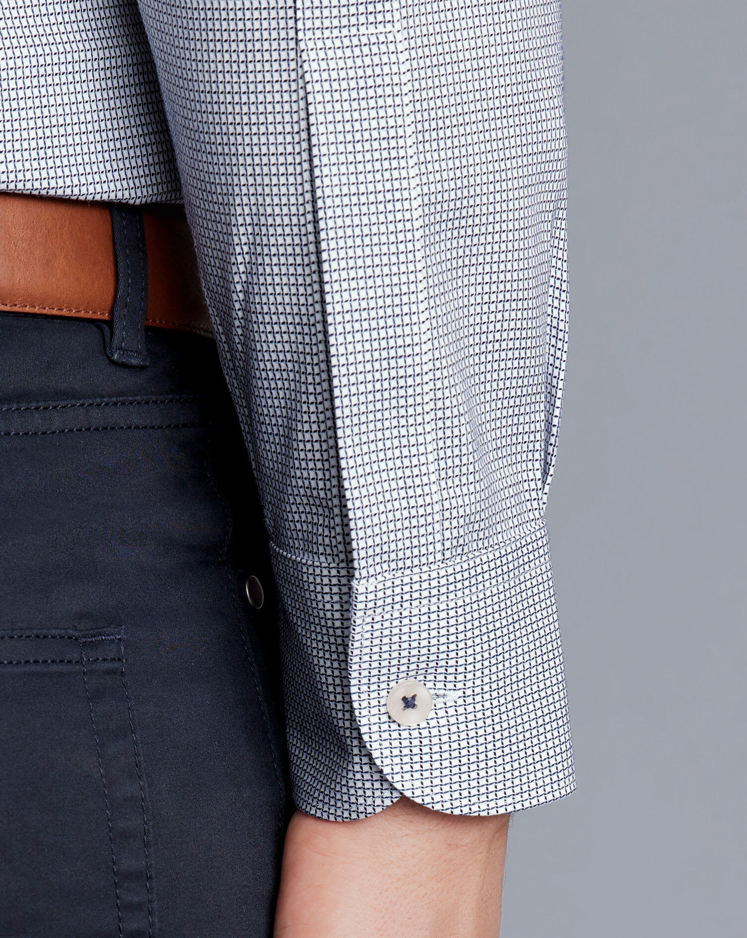 Non-Iron Cushion Stretch Texture Shirt - Navy Blue