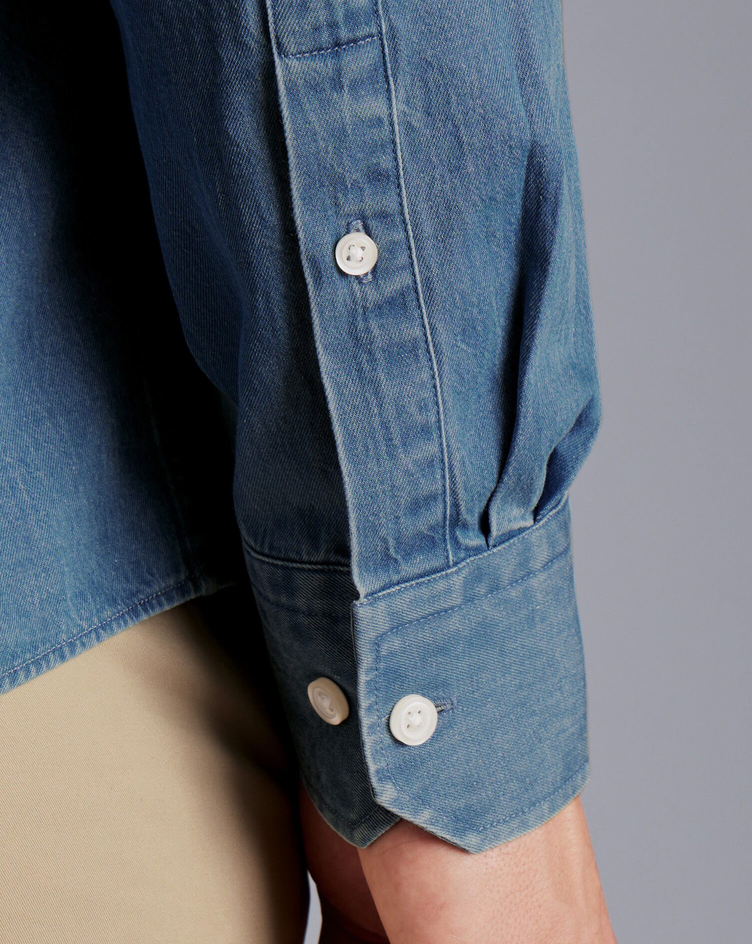 Collarless Denim Shirt - Ocean Blue