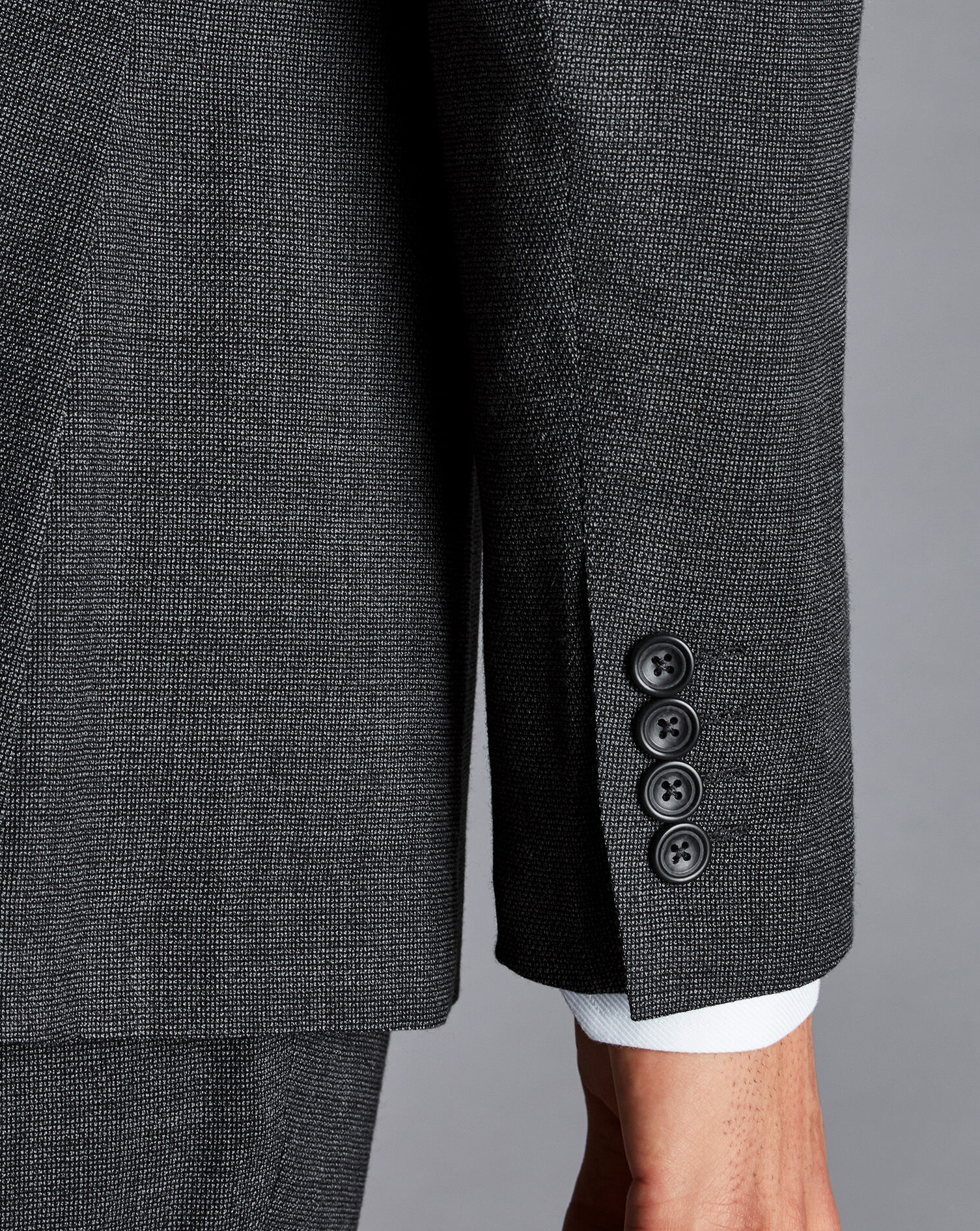Textured Business Suit Jacket - Dark Grey