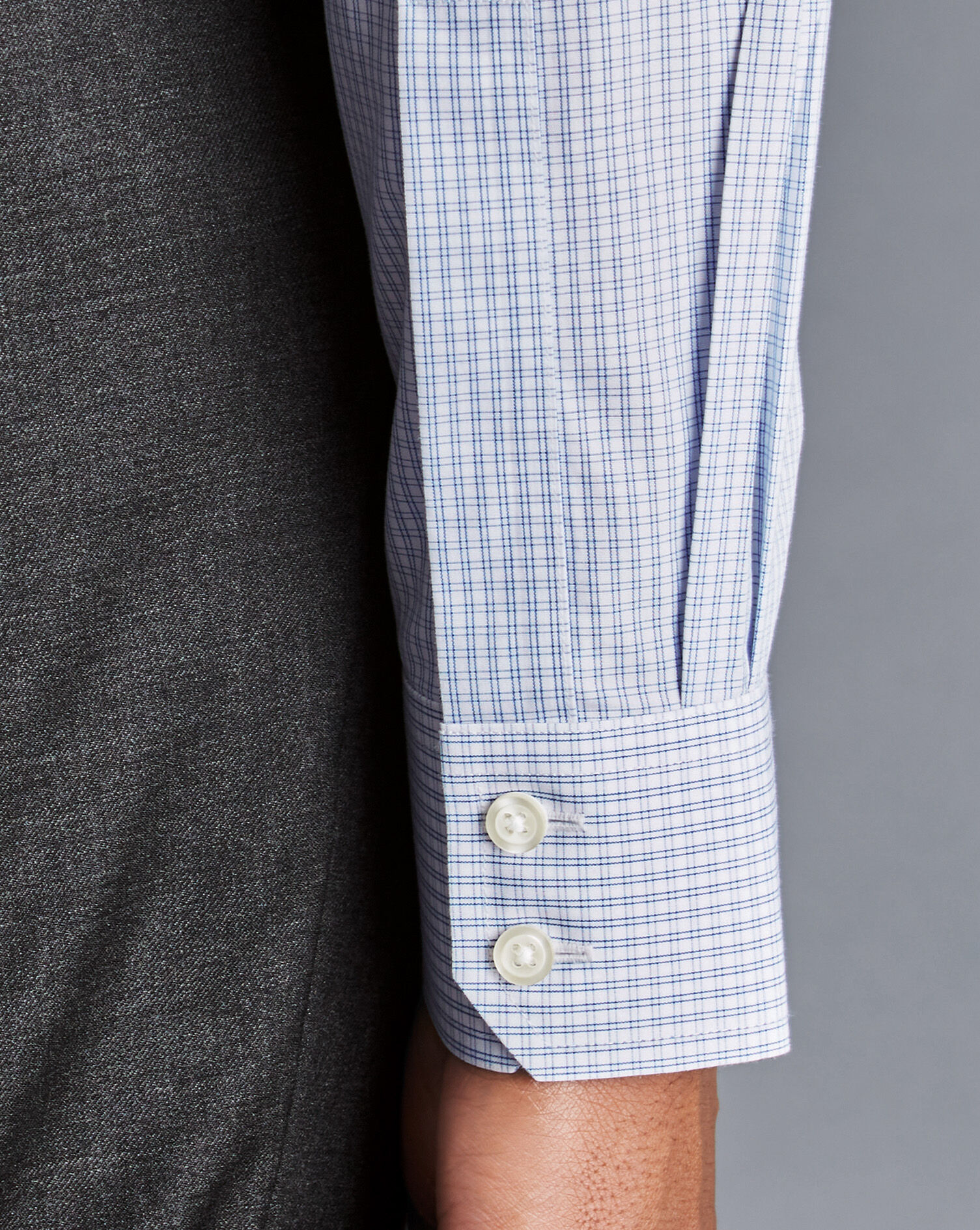 Non-Iron Double Check Shirt - Cobalt Blue