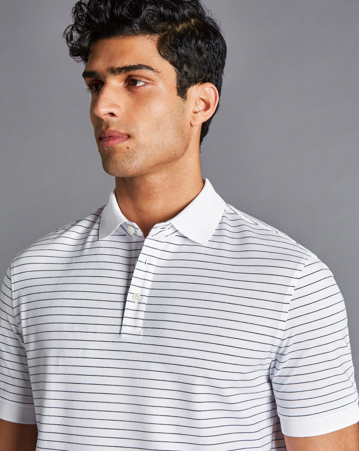 Tyrwhitt Pique Polo - White & Navy