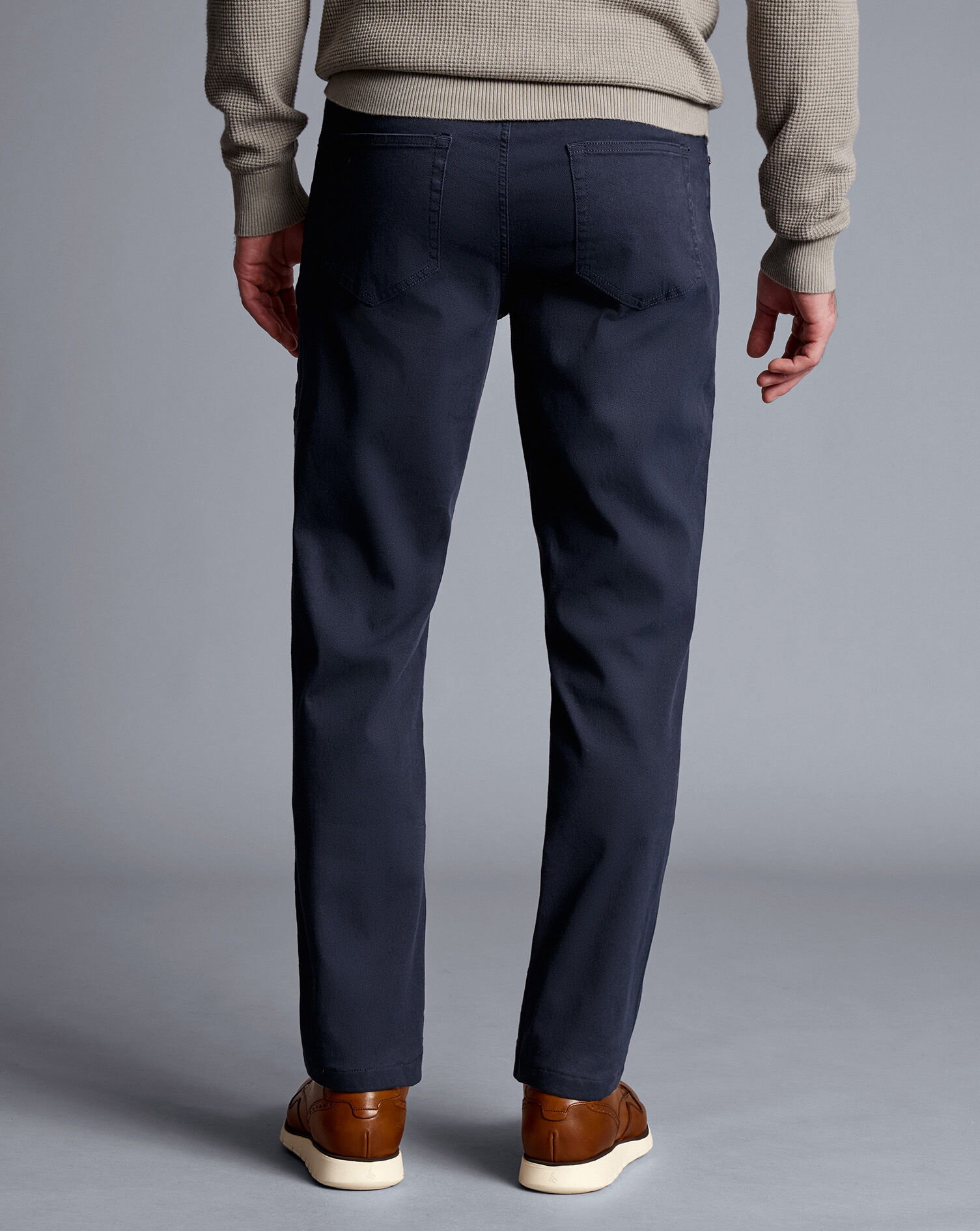 Washed Texture 5 Pocket Pants - Navy